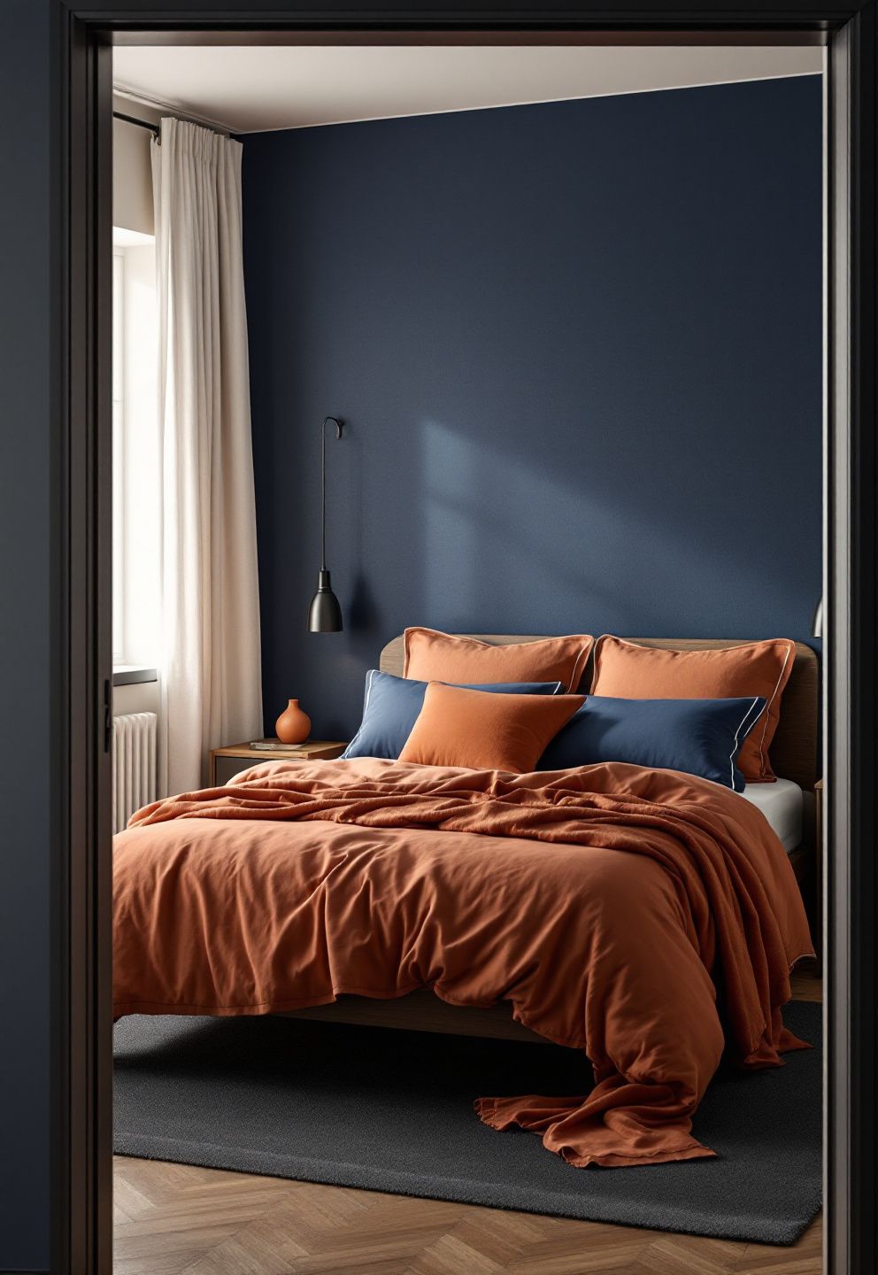 Navy and Rust: A High-Contrast Fall Bedroom That Feels Intentional, Not Accidental – seasonal — fall seasonal — fall decor · Fall Bedroom Decor: 14 Cozy Warm Ideas That Make Your Room Feel Like Autumn