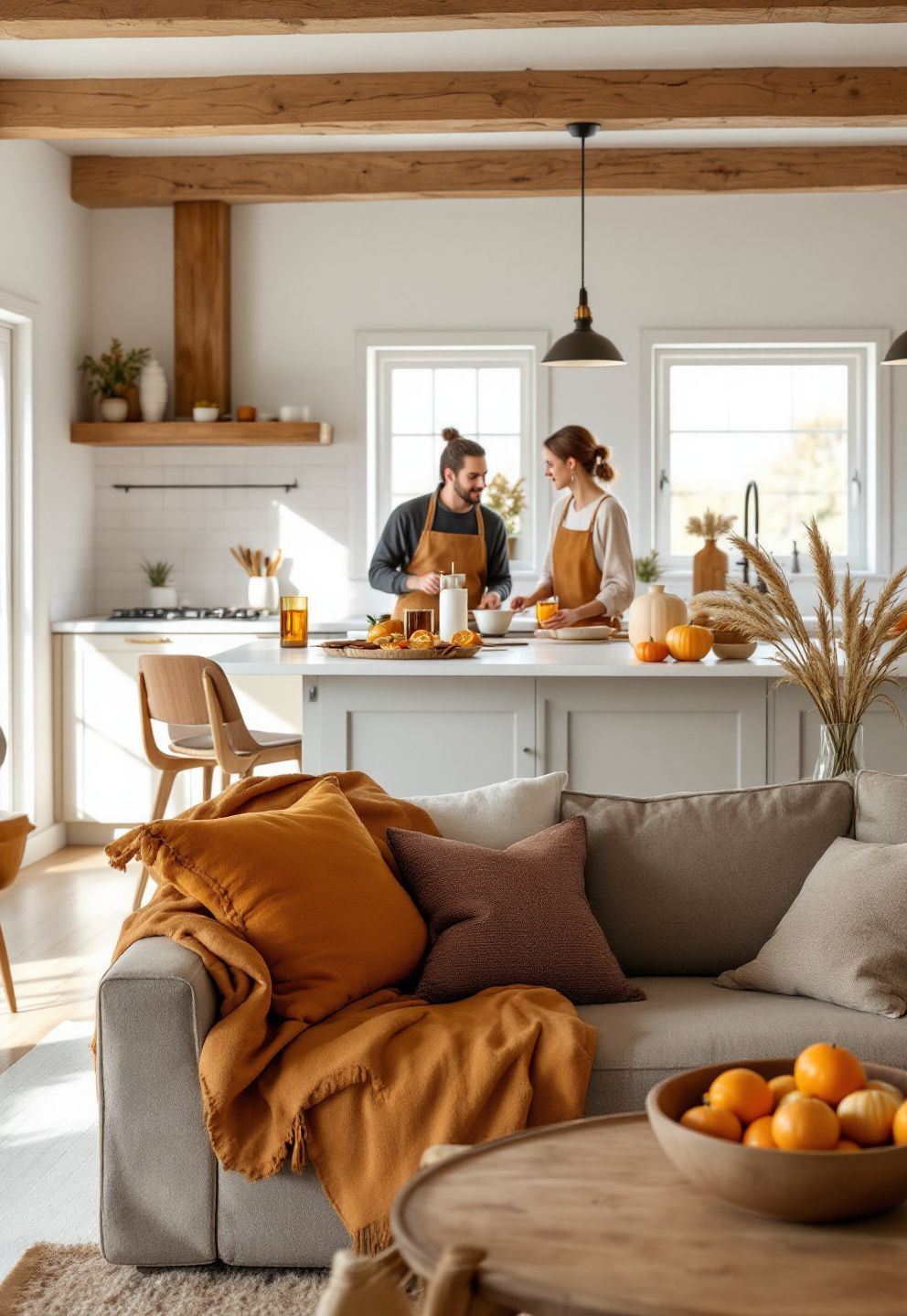 Fall Living Room and Kitchen Decor: The Visual Thread That Ties an Open Sightline Together – seasonal — fall seasonal — fall decor · Fall Living Room Decor: 16 Cozy Warm Designs That Embrace the Season Beautifully