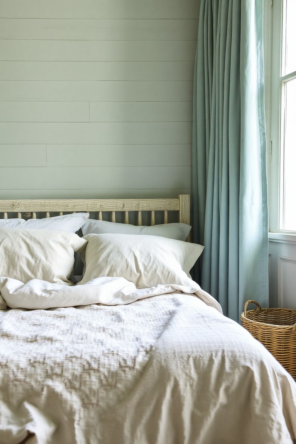 Stonewashed Oat Linen Duvet With a Matelassé Coverlet at the Foot – coastal — bedroom coastal — bedroom decor · Coastal Farmhouse Bedroom: 14 Designs Where Rustic Wood Meets the Shore