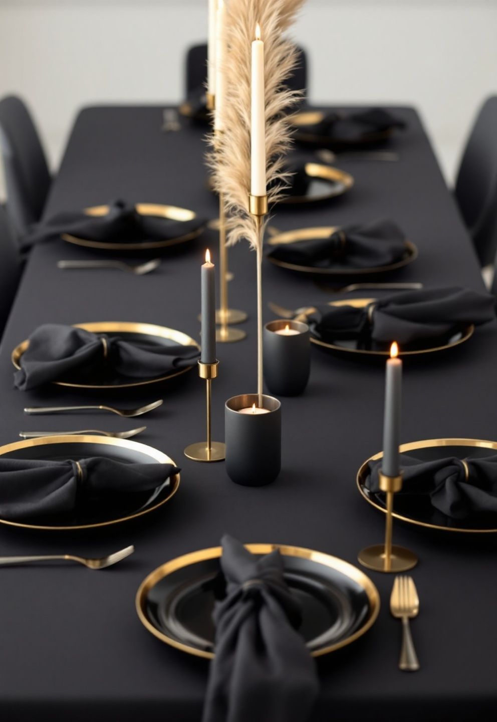 Black and Gold Modern Thanksgiving Tablescape – seasonal — fall seasonal — fall decor · Thanksgiving Tablescape: 16 Stunning Autumn Table Settings for the Big Day