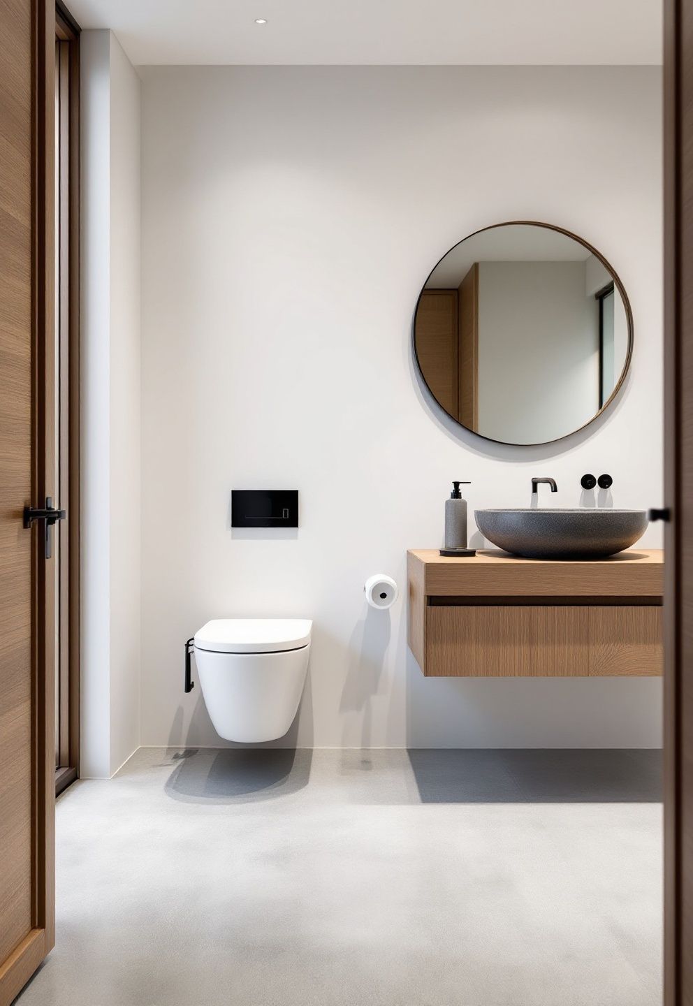 Wall-Hung Toilets and Vessel Sinks: The Two Swaps to Prioritize – japandi — bathroom japandi — bathroom decor · 12 Small Japandi Bathroom Ideas That Make Tight Spaces Feel Peaceful