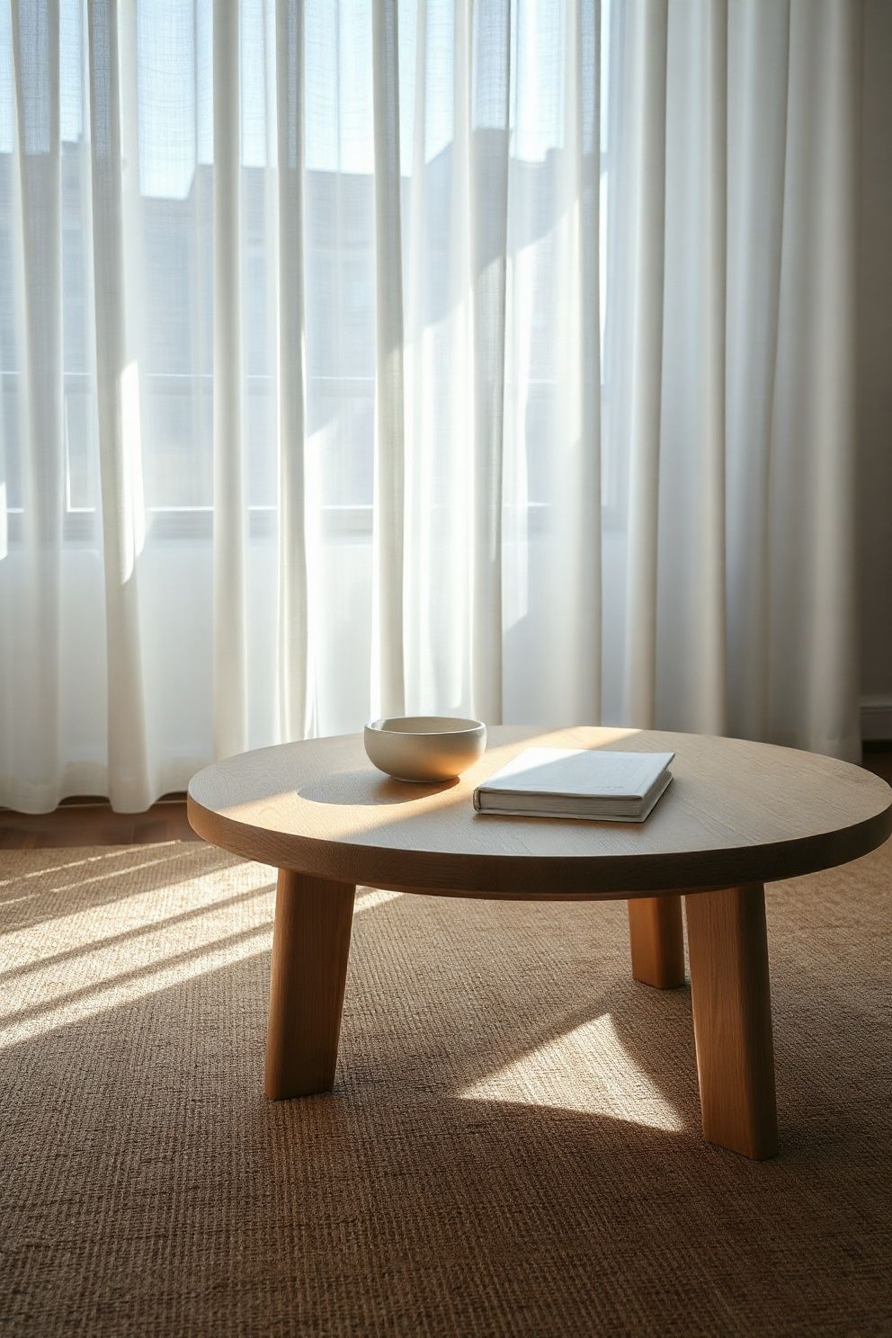 Introduce a Light Oak or Ash Coffee Table – Japandi living room · 23 Japandi Living Room Ideas That Feel Calm and Effortlessly Beautiful