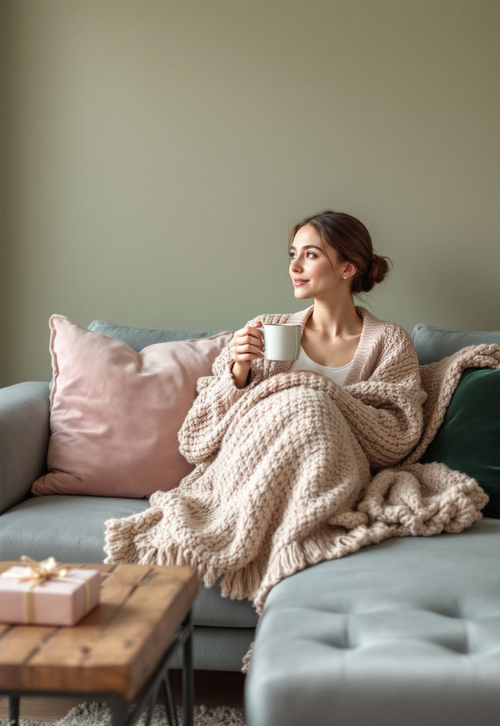 The Pillow and Throw Combination That Keeps a Grey Sofa From Reading Cold – seasonal — christmas + winter seasonal — christmas + winter decor · Christmas Living Room Decor: 16 Festive Designs That Make Your Lounge Feel Magical