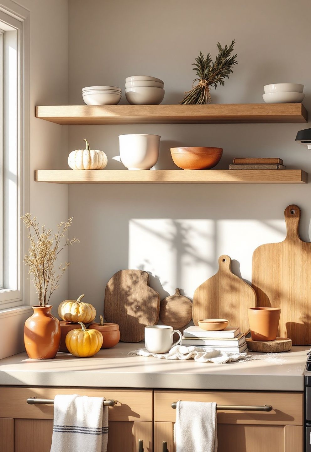 Open Shelf and Countertop Styling With Seasonal Thanksgiving Kitchen Decorations – seasonal — fall seasonal — fall decor · Thanksgiving Home Decor: 18 Warm Beautiful Designs to Celebrate the Season