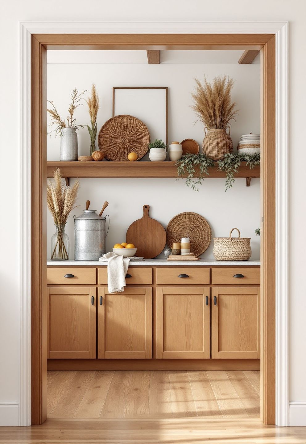 Above-Cabinet Fall Styling for a Farmhouse Kitchen – seasonal — fall seasonal — fall decor · Fall Kitchen Decor Ideas: 14 Warm Autumn Touches That Make Cooking Feel Seasonal