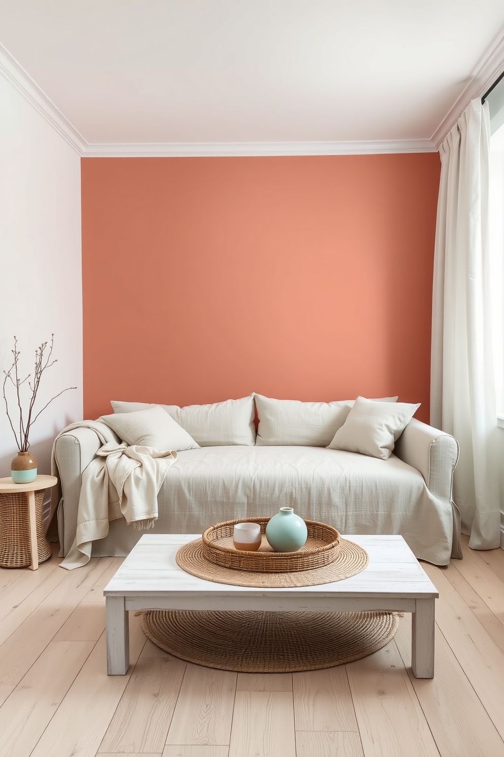 Soft Coral and Aqua Colour Blocking on Opposite Bedroom Walls – coastal — bedroom coastal — bedroom decor · Coastal Granddaughter Bedroom: 14 Modern Youthful Takes on Classic Beach Style