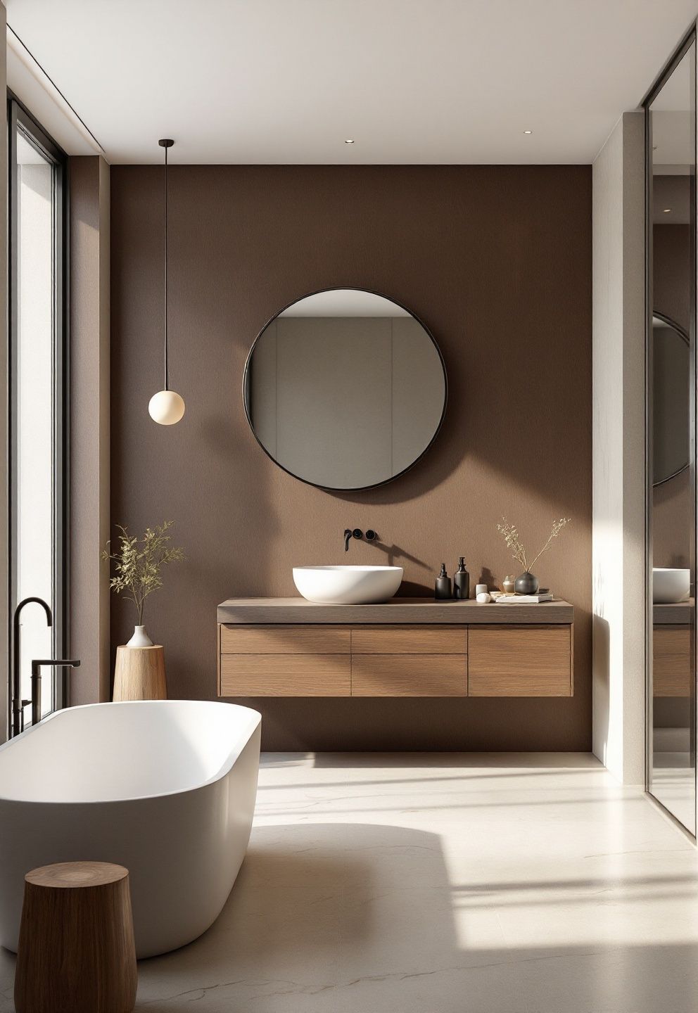Why Brown Reads Warmer and Softer Than Black – japandi — bathroom japandi — bathroom decor · 11 Dark Japandi Bathroom Ideas With a Rich and Moody Atmosphere