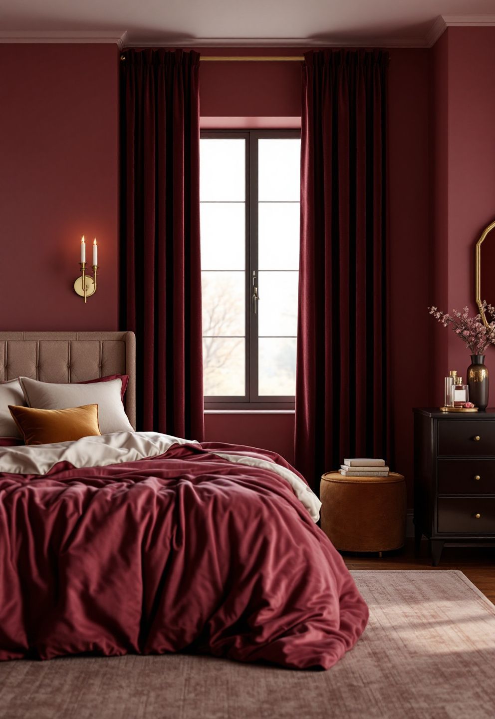Burgundy Velvet: A Full Statement Fall Bedroom Built Around One Bold Color – seasonal — fall seasonal — fall decor · Fall Bedroom Decor: 14 Cozy Warm Ideas That Make Your Room Feel Like Autumn