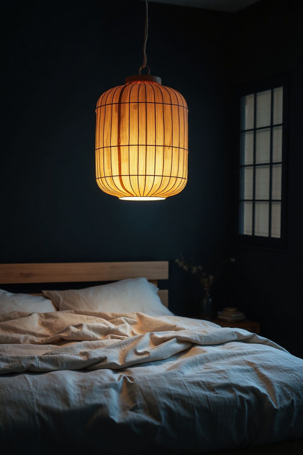 Idea 8: Swap Overhead Lights for Paper Lanterns or Washi Pendant Lights – Japandi bedroom · 21 Japandi Bedroom Ideas That Will Make You Never Want to Leave