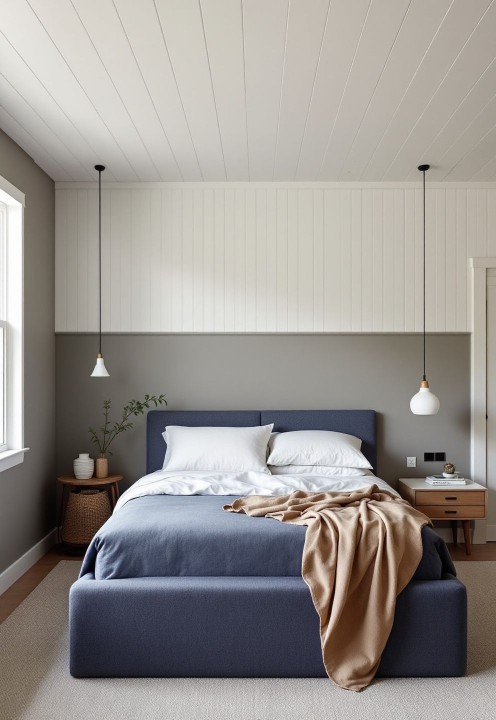 Pale Grey Shiplap Ceiling, Slate Linen Duvet, and a Sonoma-Coast Wool Throw as the Room's Only Texture – coastal — bedroom coastal — bedroom decor · California Coastal Bedroom: 14 Laid-Back Golden State Designs That Feel Like Permanent Summer