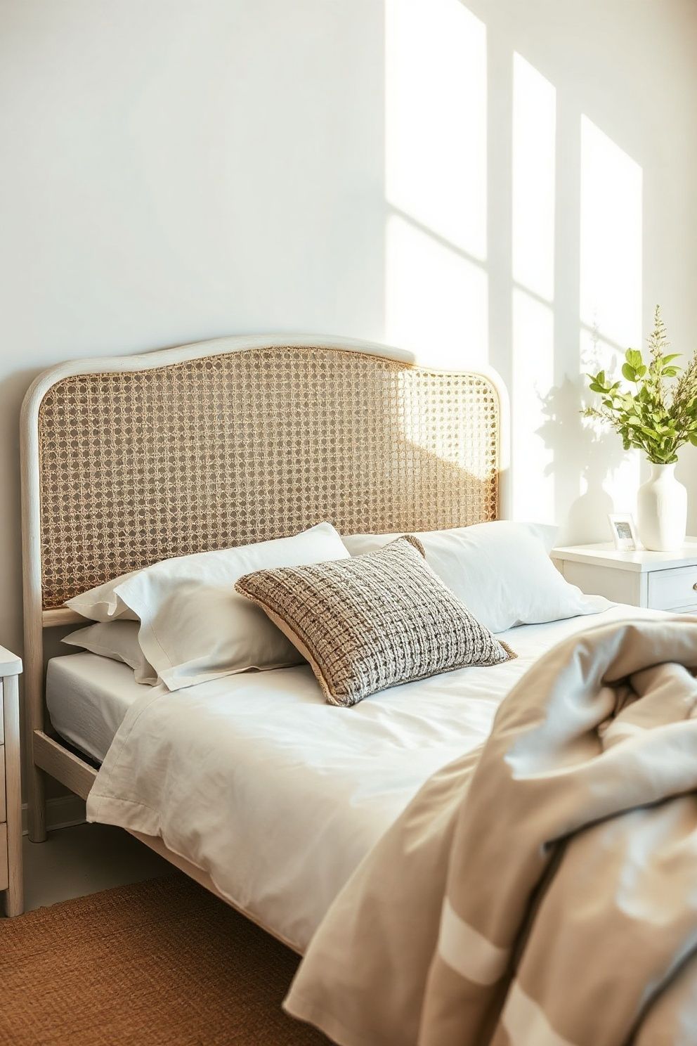 Slim Cane Bed Frame in Bleached White With No Footboard – coastal — bedroom coastal — bedroom decor · Small Coastal Bedroom: 14 Space-Smart Designs That Feel Like a Beach Retreat