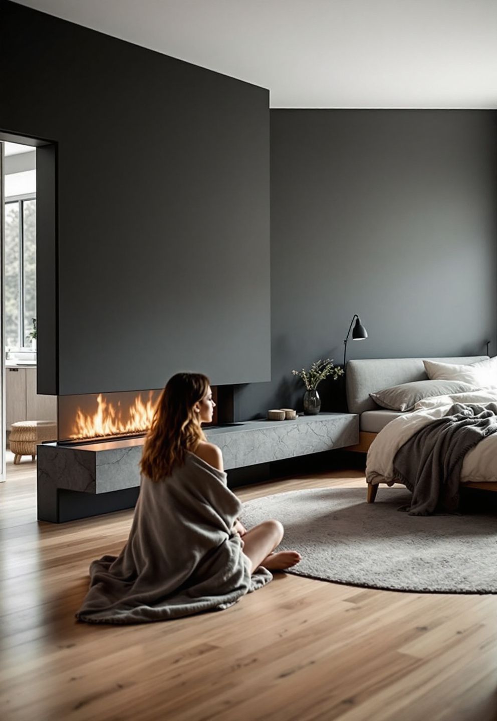 Japandi Bedroom Dark Grey: The Fire-Warmed Corner – japandi — bedroom japandi — bedroom decor · 12 Japandi Master Bedroom Ideas That Feel Like a 5-Star Hotel