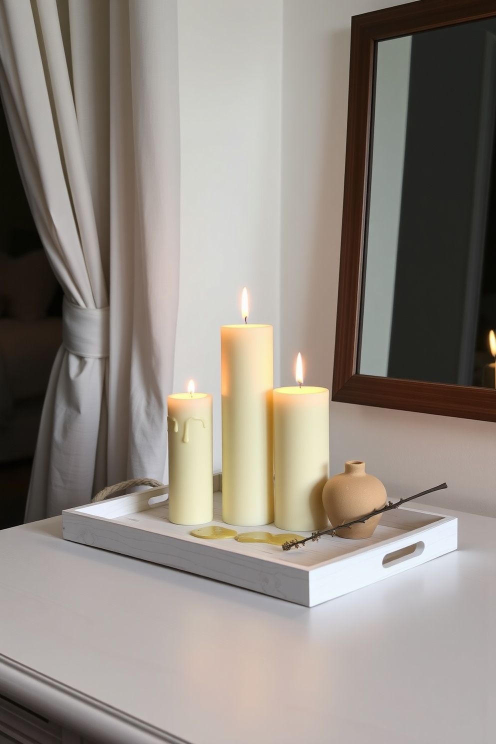 Candle Cluster on a Bleached-Wood Tray for Glow Without Glare – coastal — bedroom coastal — bedroom decor · Cozy Coastal Bedroom: 16 Texture-Rich Ideas That Feel Like a Permanent Beach Holiday