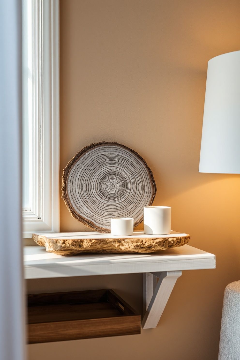 A Smooth Driftwood Slice as a Natural Riser – coastal — bedroom coastal — bedroom decor · Coastal Bedroom Decor: 18 Small Accessories That Make Every Inch Feel Beachy