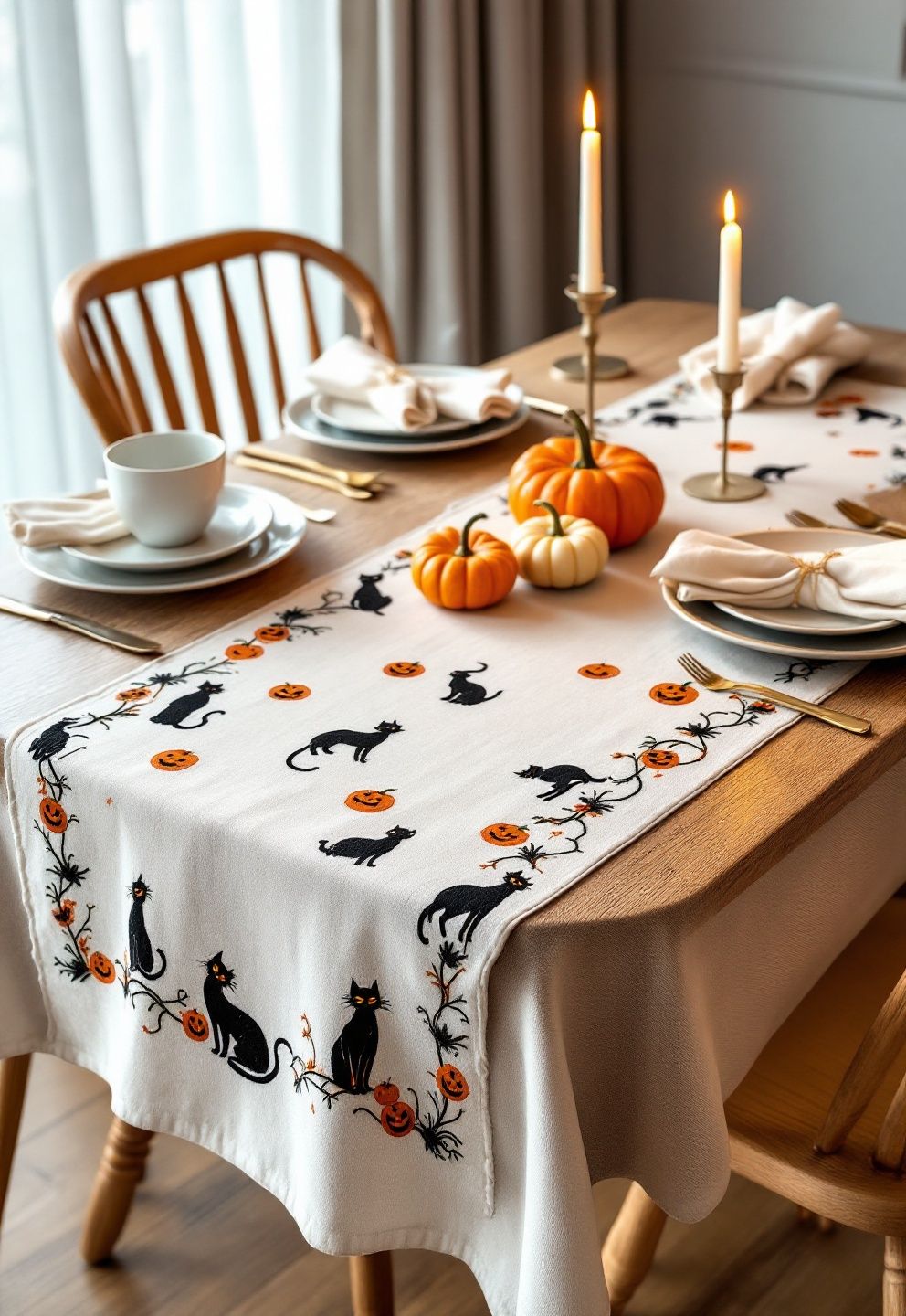 Mixing Embroidery With Modern Linens – seasonal — spring + other seasonal — spring + other decor · Vintage Halloween Decor: 14 Hauntingly Beautiful Aged Designs That Feel Chic Not Cheesy