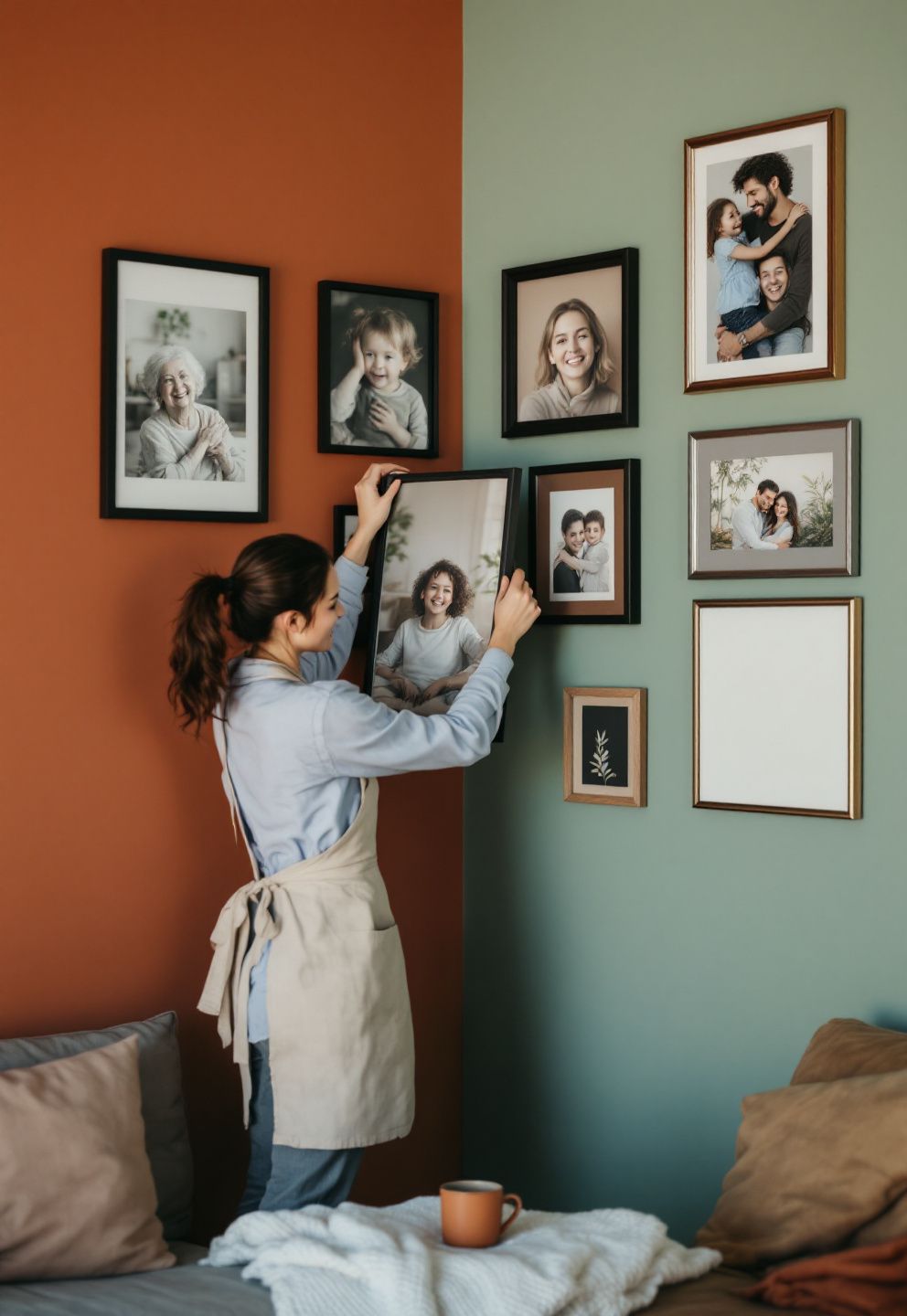Matching or Contrasting Frames Across a Two-Tone Paint Seam – style guides style guides decor · Living Room Gallery Wall Ideas: 13 Sofa-Ready Layouts That Never Look Empty