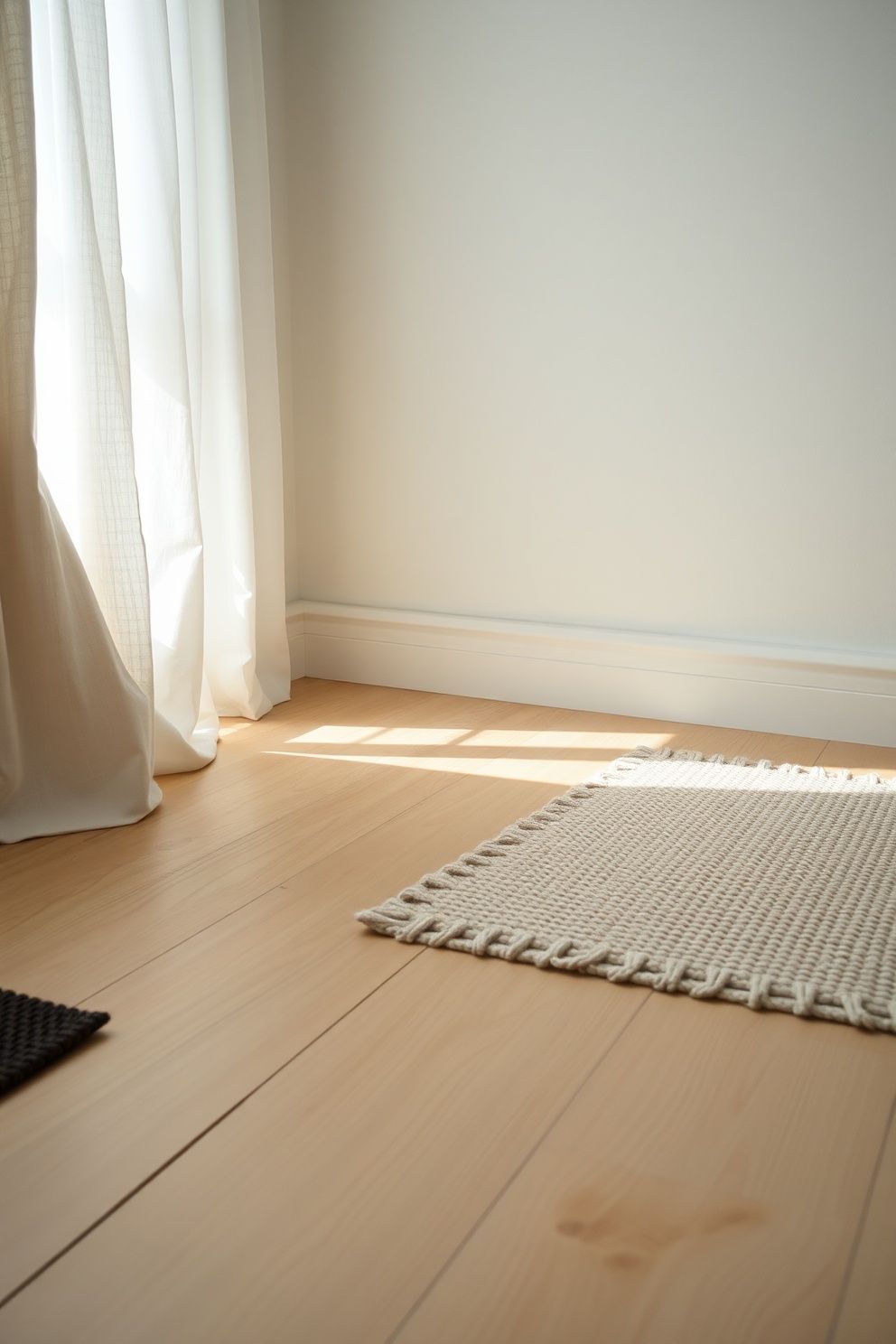 Wide-Plank Pale Ash Floor Layered With a Hand-Loomed Wool Rug in Raw Cream – coastal — bedroom coastal — bedroom decor · Neutral Coastal Bedroom: 15 Calm Designs in Sand Cream and Warm White