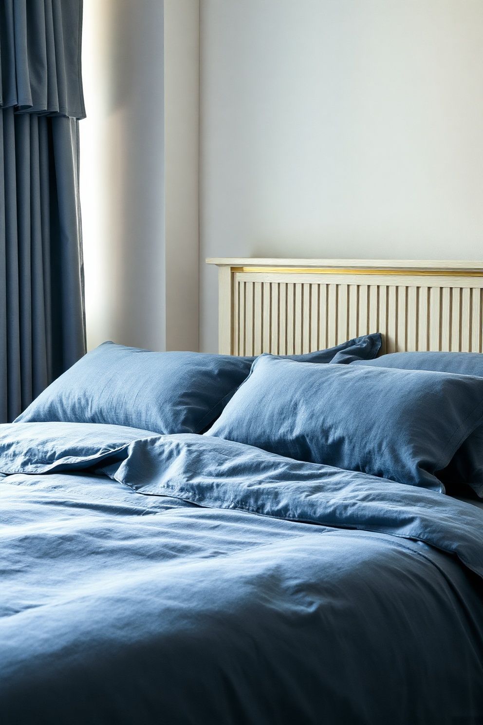Washed Slate Blue Linen Duvet With Platinum Flange Euro Shams – coastal — bedroom coastal — bedroom decor · Coastal Chic Bedroom: 14 Elegant Designs for a Luxury Beach House Feeling