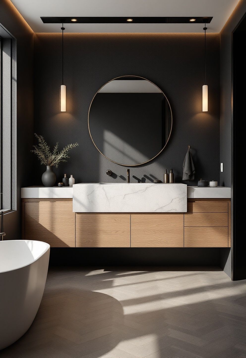 Dark Bathroom Colors That Hold Resale Value – japandi — bathroom japandi — bathroom decor · 11 Dark Japandi Bathroom Ideas With a Rich and Moody Atmosphere