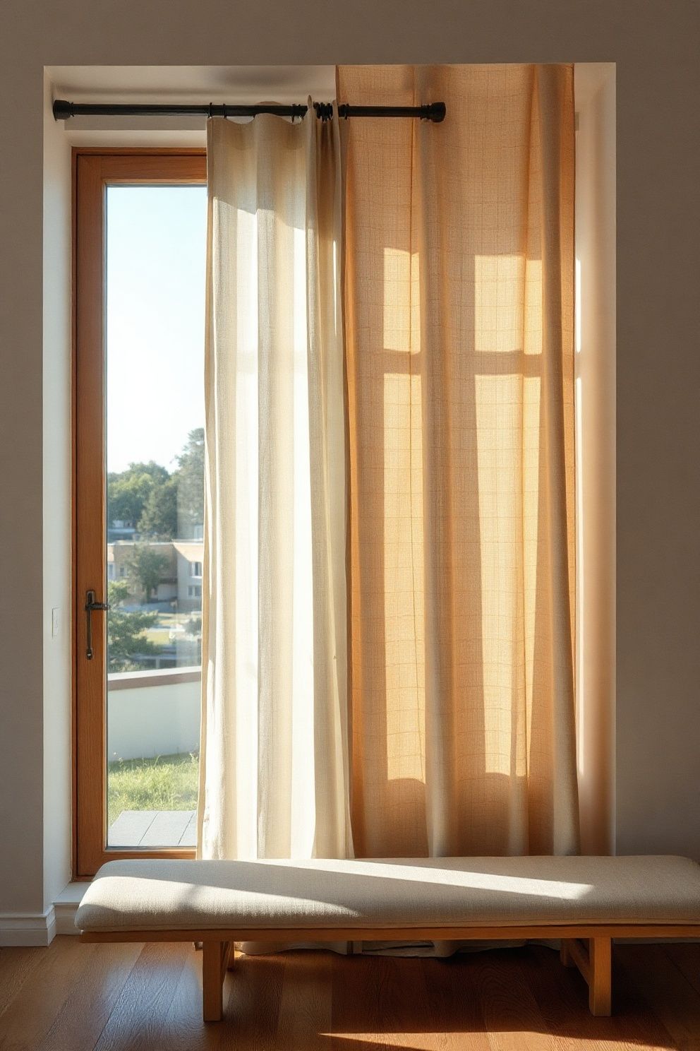 Soften Windows With Linen or Washi Panels – Japandi living room · 23 Japandi Living Room Ideas That Feel Calm and Effortlessly Beautiful