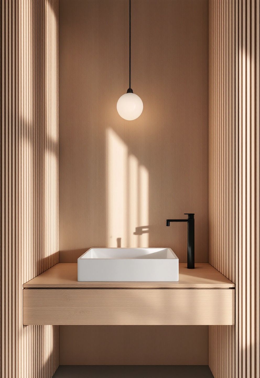 Slim-Depth Vanities: What to Measure Before You Buy for a Tight Footprint – japandi — bathroom japandi — bathroom decor · 12 Small Japandi Bathroom Ideas That Make Tight Spaces Feel Peaceful
