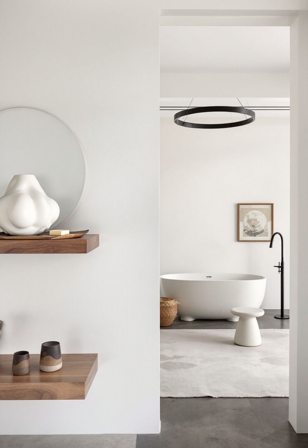 Organic Shapes That Read as Whimsy, Not Kitsch: Mushroom Stools, Leaf Trays & Curved Vessels – japandi — bathroom japandi — bathroom decor · The Ultimate Japandi Bathroom Guide: Spa Ideas Decor and Styling