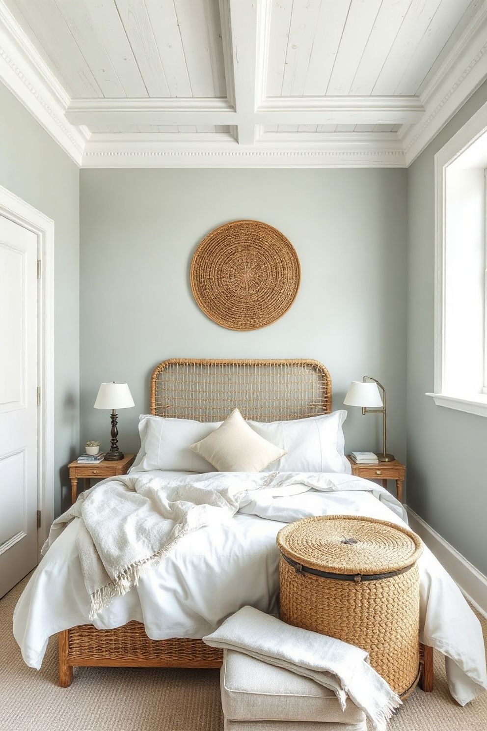 Soft Seafoam Limewash on All Four Walls Including the Ceiling – coastal — bedroom coastal — bedroom decor · Small Coastal Bedroom: 14 Space-Smart Designs That Feel Like a Beach Retreat