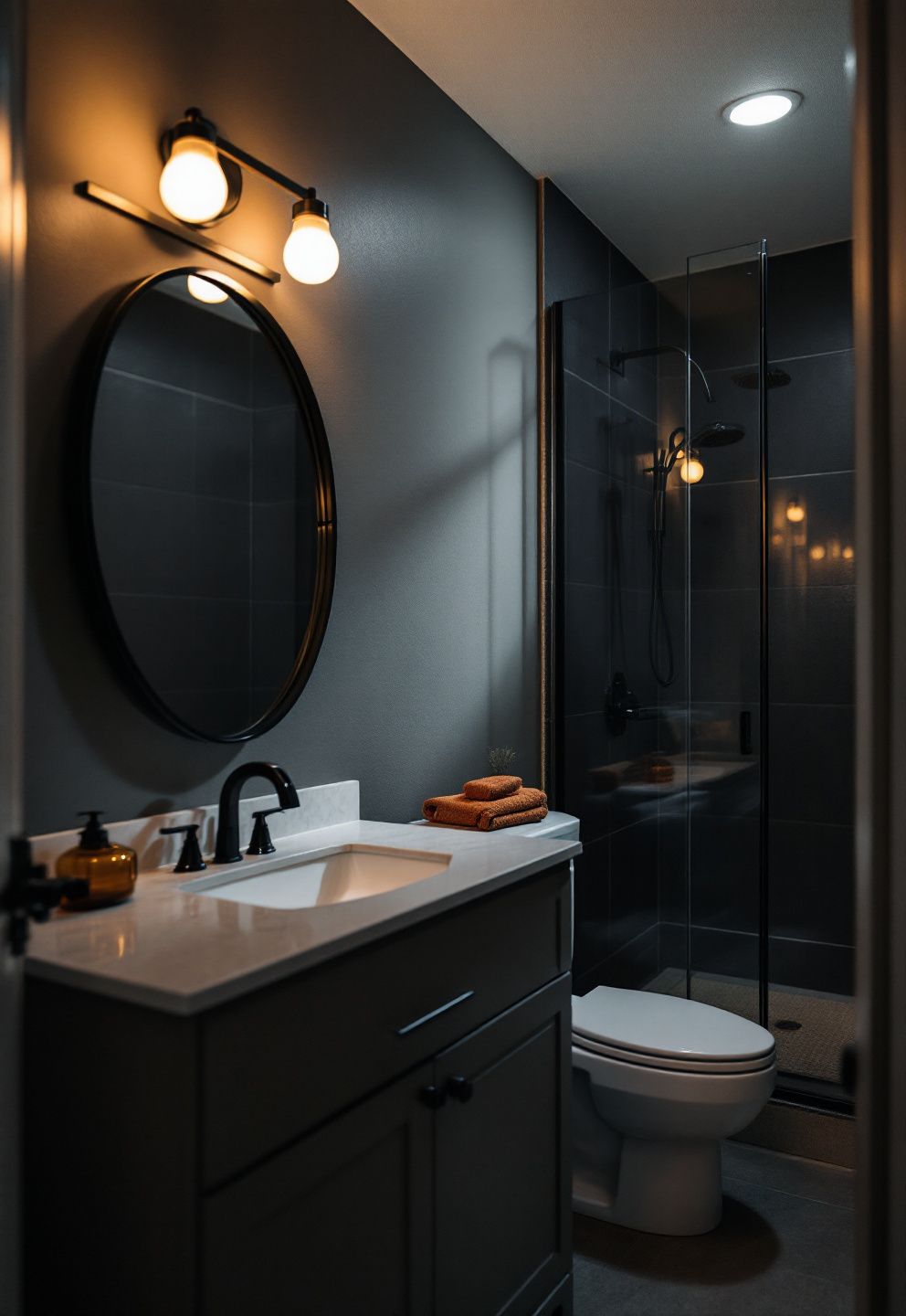 Warm Bulb Swap for Windowless Bathrooms: 2700K Soft White Replaces Harsh Cool Light for Instant Amber Glow – seasonal — fall seasonal — fall decor · Fall Bathroom Decor: 16 Cozy Autumn Touches That Transform the Most Private Room