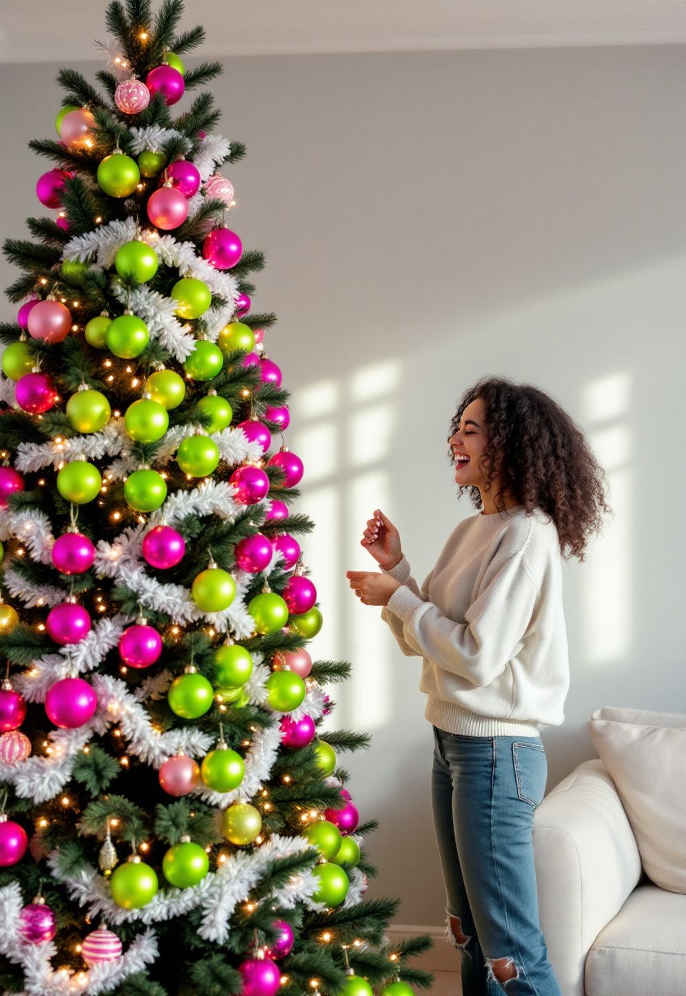 Hot Pink & Lime Green: The 50/50 Glossy Retro Recipe That Only Works in a Quiet Room – seasonal — christmas + winter seasonal — christmas + winter decor · Pink Christmas Tree Decorations: 14 Soft Dreamy Designs for a Feminine Festive Season