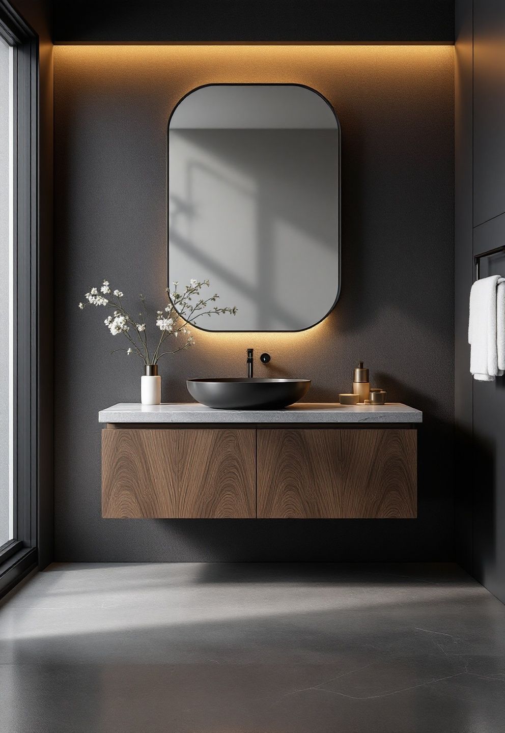 Dark Oak vs. Painted Black: Which One Keeps the Room's Dimension – japandi — bathroom japandi — bathroom decor · 11 Dark Japandi Bathroom Ideas With a Rich and Moody Atmosphere