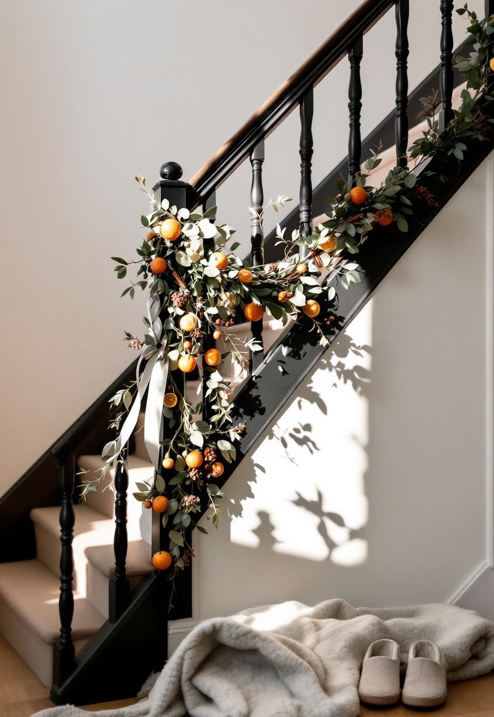 Stairwell and Doorway Thanksgiving Garland Styling That Reads From Across the Room – seasonal — fall seasonal — fall decor · Thanksgiving Home Decor: 18 Warm Beautiful Designs to Celebrate the Season