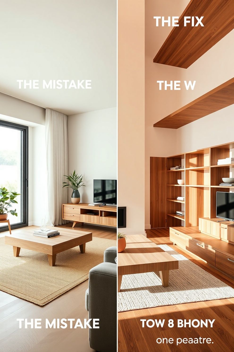 What to Do Instead: Anchor on Two Tones in the Same Warmth Family — Pale Ash With Warm Walnut, or Cool Oak With Charcoal – japandi — living room japandi — living room decor · 7 Japandi Living Room Mistakes to Avoid (and What to Do Instead)