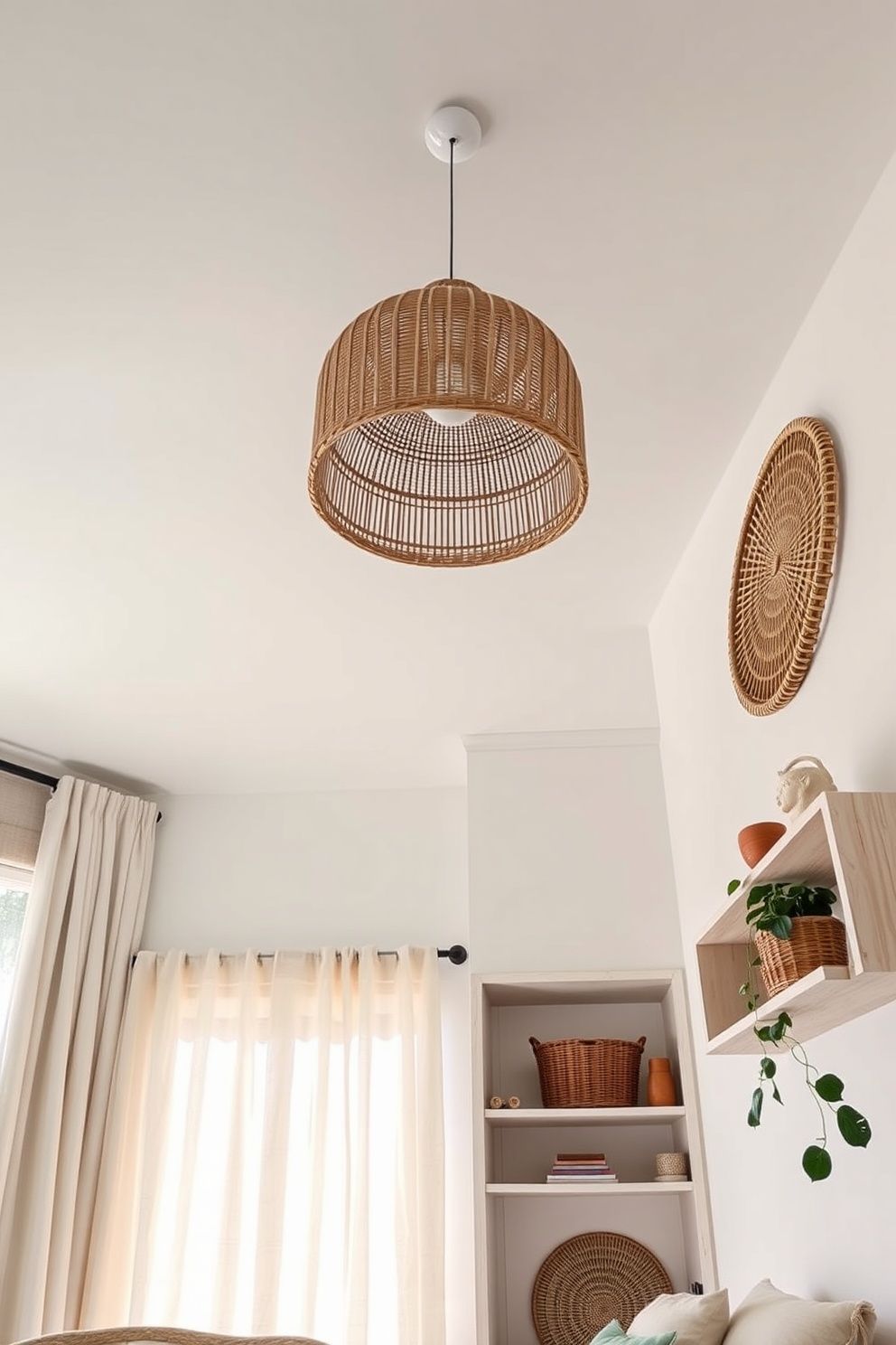Sea Glass Green Ceiling With White Walls and Natural Rattan Accents – coastal — bedroom coastal — bedroom decor · Coastal Granddaughter Bedroom: 14 Modern Youthful Takes on Classic Beach Style