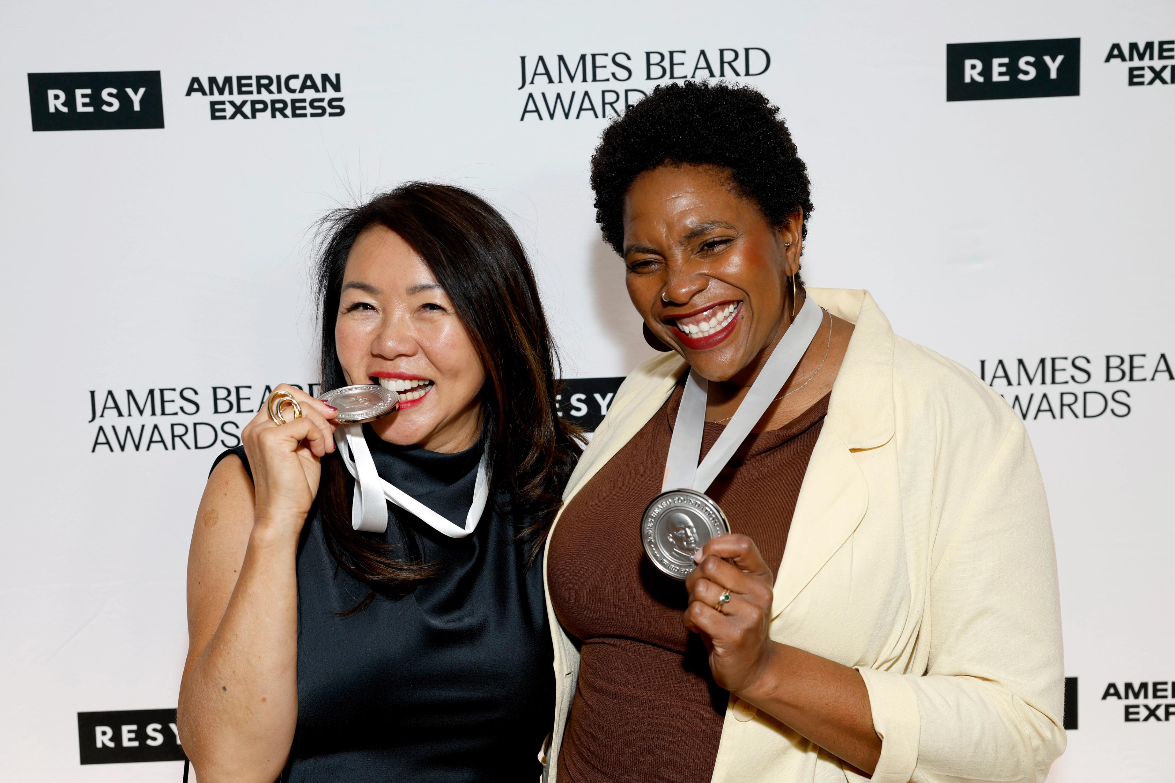 Goh with fellow 2026 Book Award winner Marie Mitchell. (Photo: Jeff Schear)