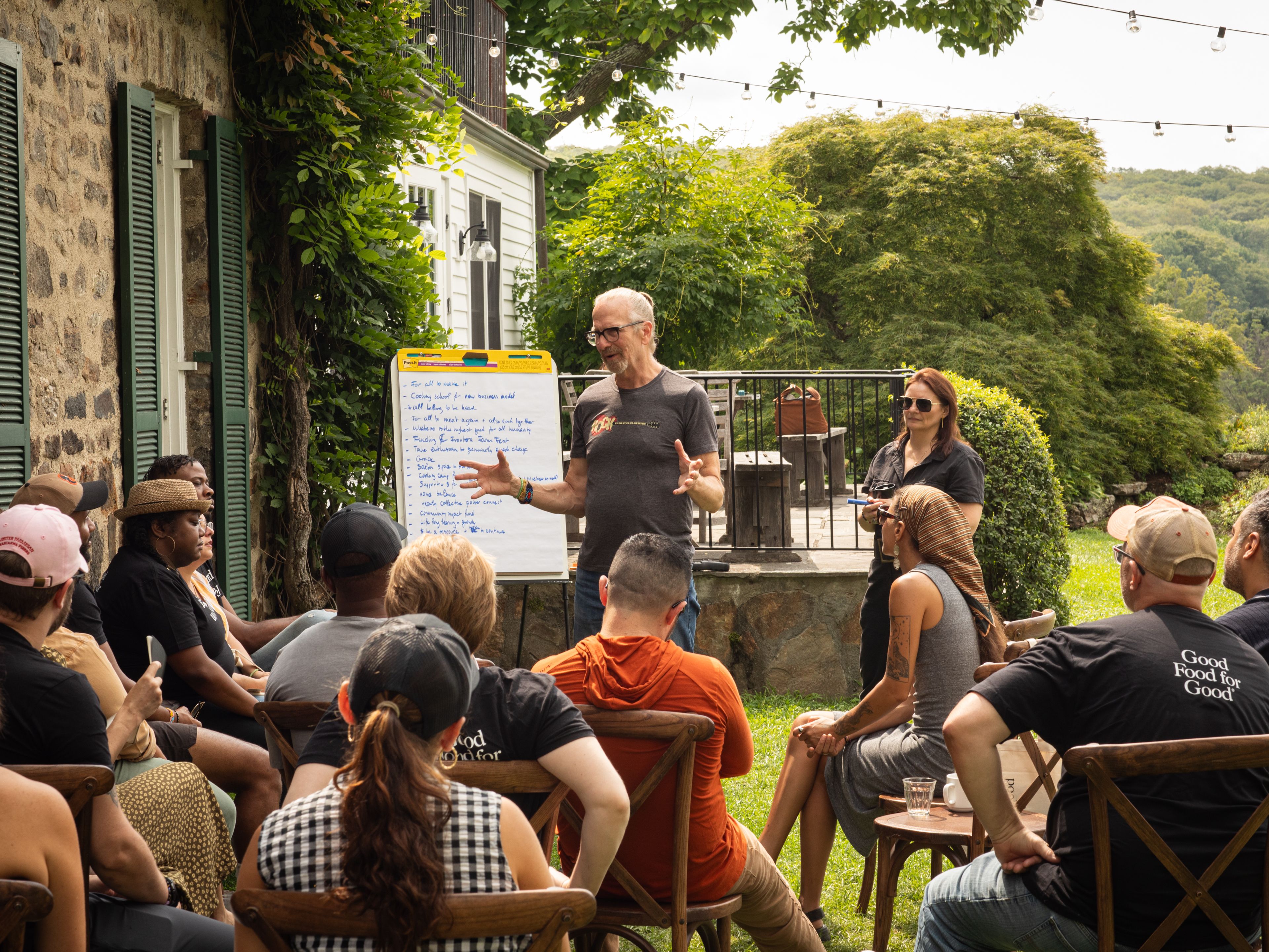 Michel Nischan speaking to Bootcamp chefs at Glynwood