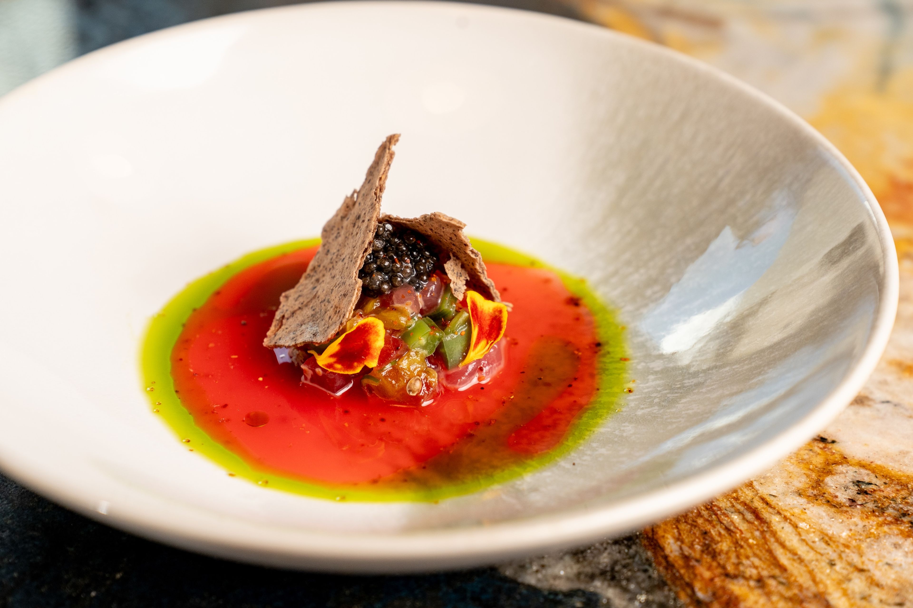 The Tuna y Tuna course on Maximo's tasting menu, which donates a portion of sales to Caritas San Luis Potosí. (Photo: Carla Gomez)