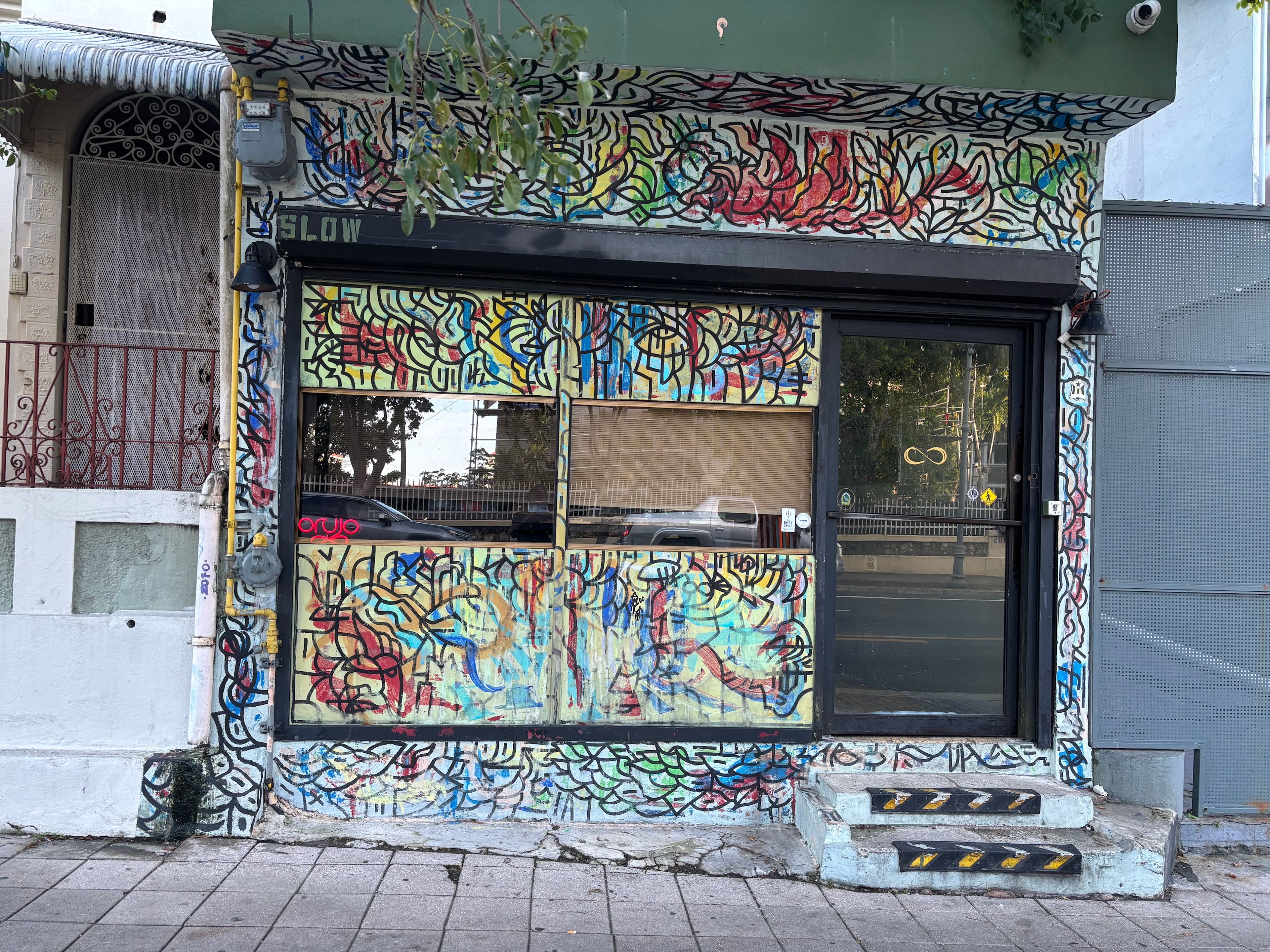 Behind Orujo's graffitied exterior is an experimental, tasting-menu-only restaurant.