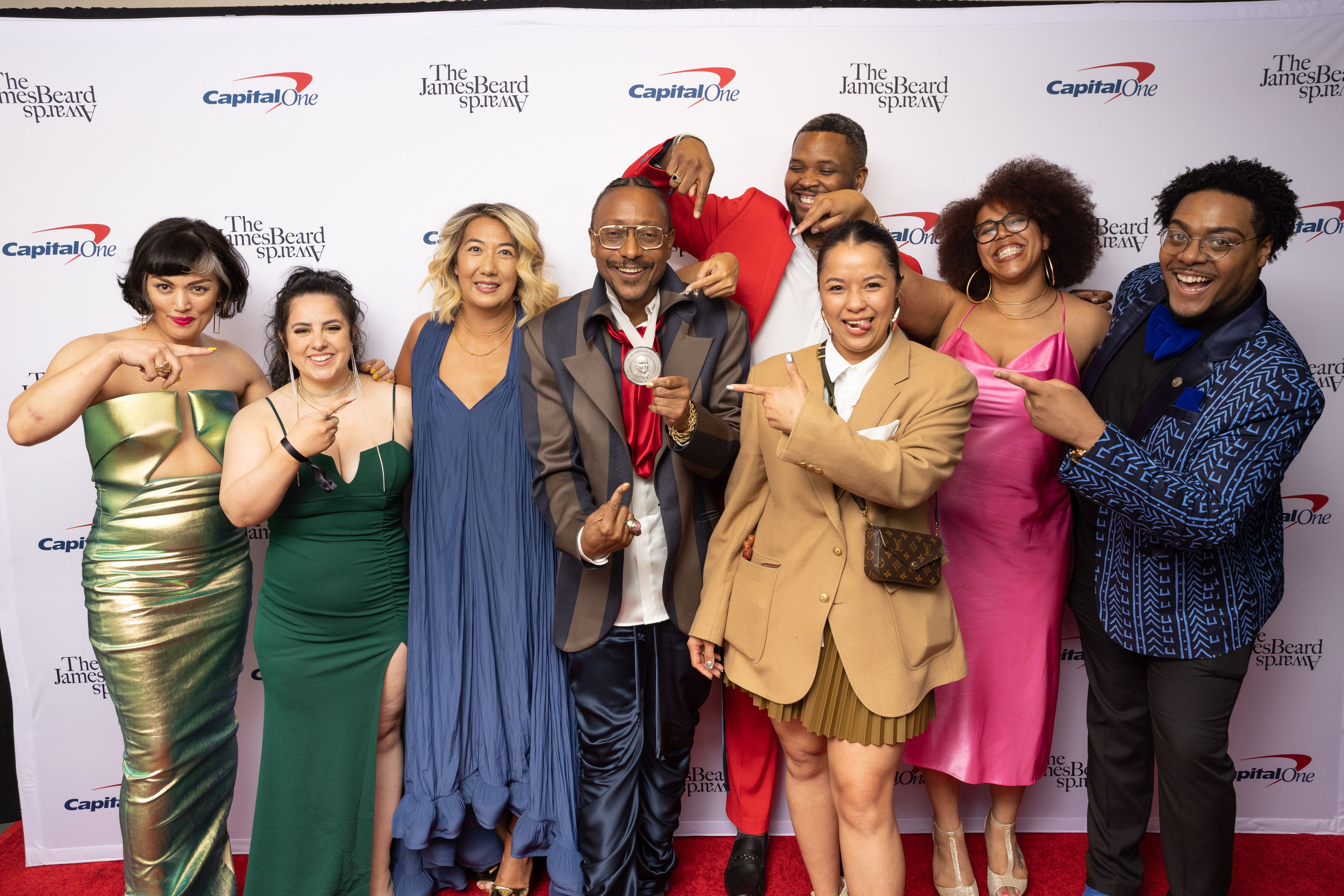 James Beard Award winning restaurant in front of step and repeat