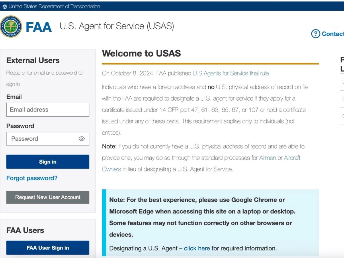 FAA’s New U.S. Agent for Service Rule for International Certificate Holders - Aviation