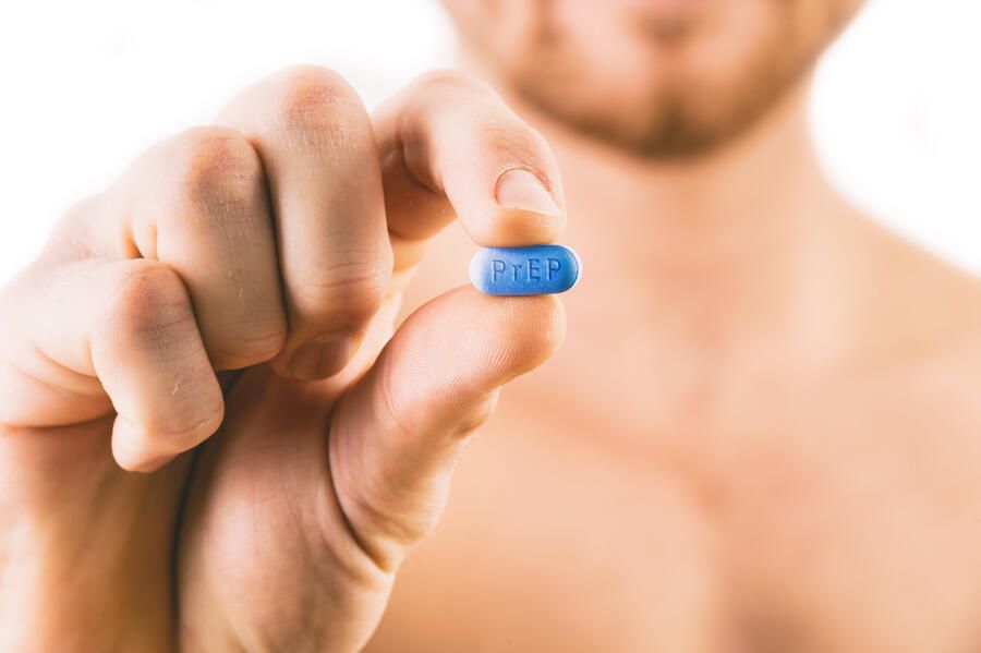 HIV prevention PrEP medication - small blue pill