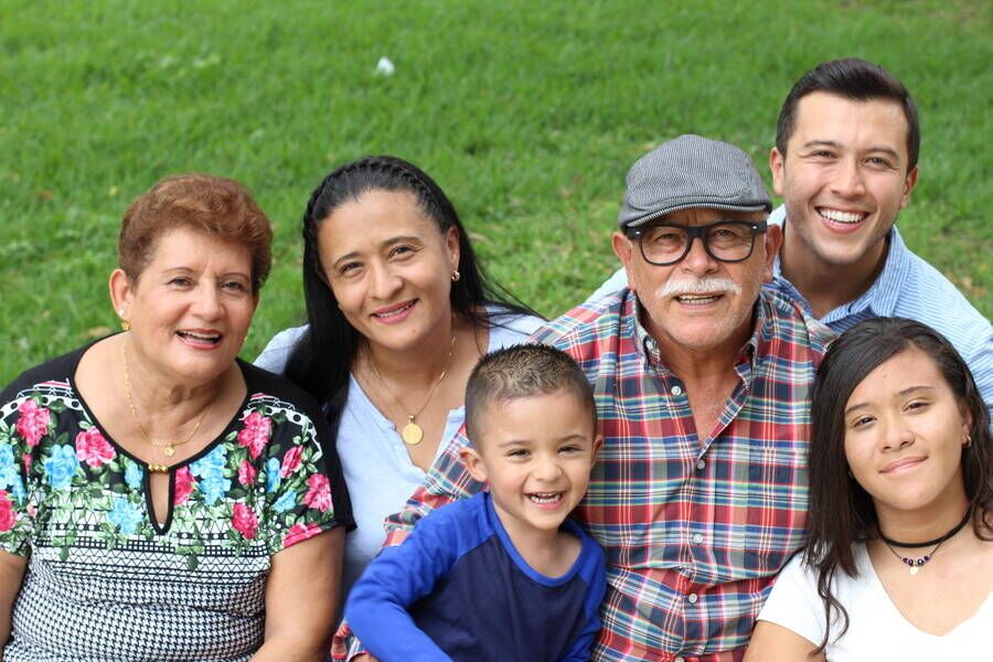 Multigenerational latino family outside at a park