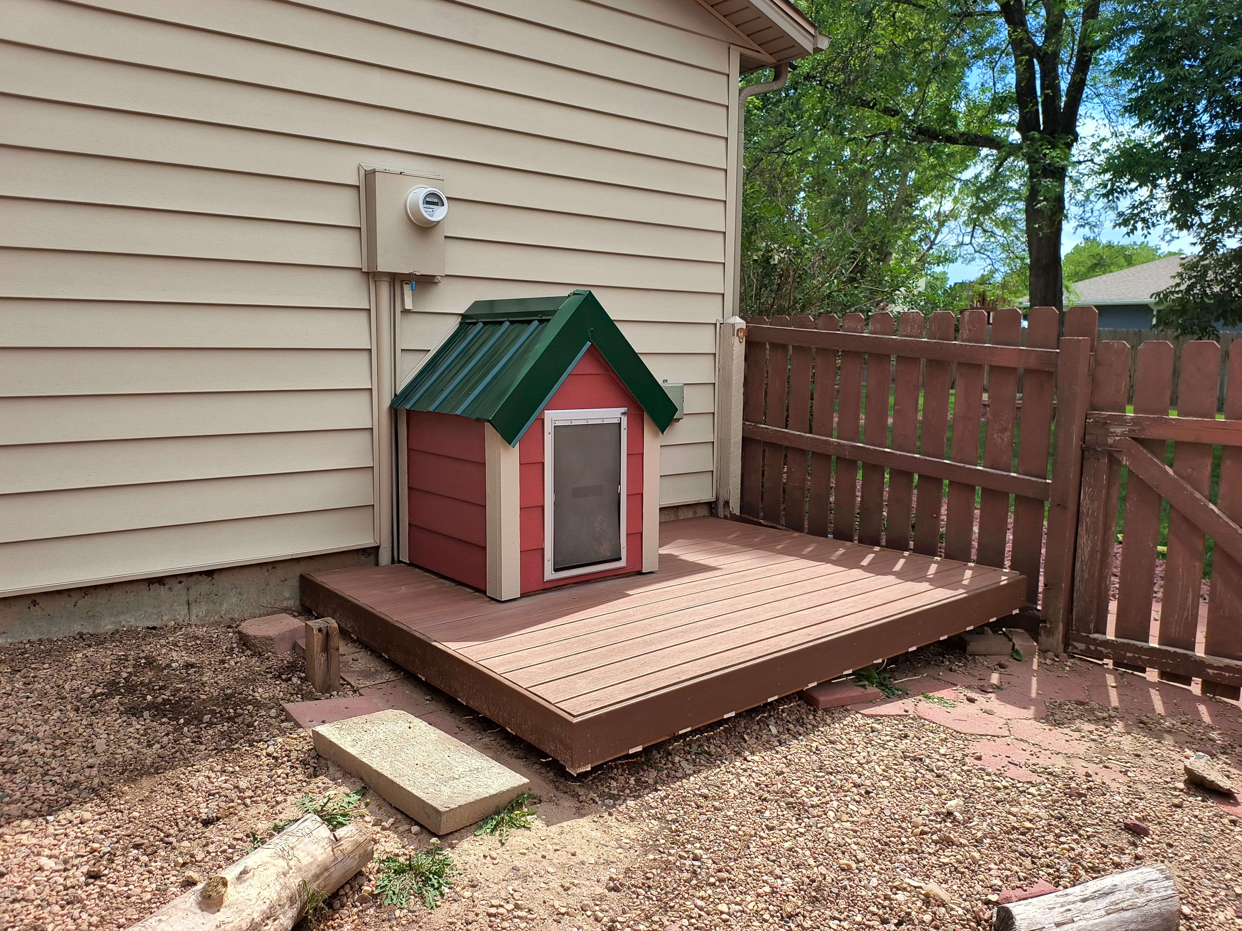 After: new, level deck and rebuilt dog house