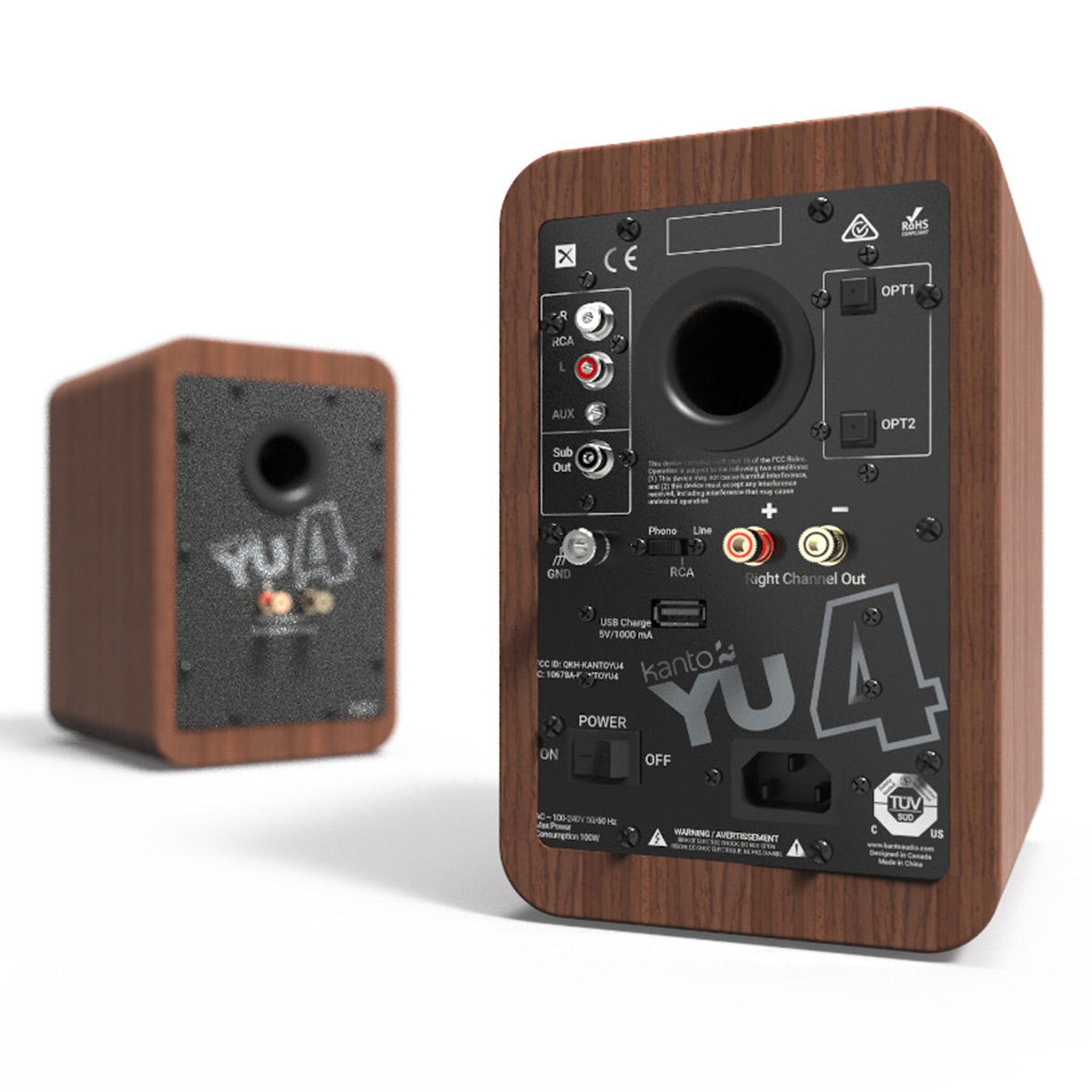 Kanto YU4 Powered Bookshelf Speakers with Built-In Bluetooth - Pair (Walnut) thumbnail 11