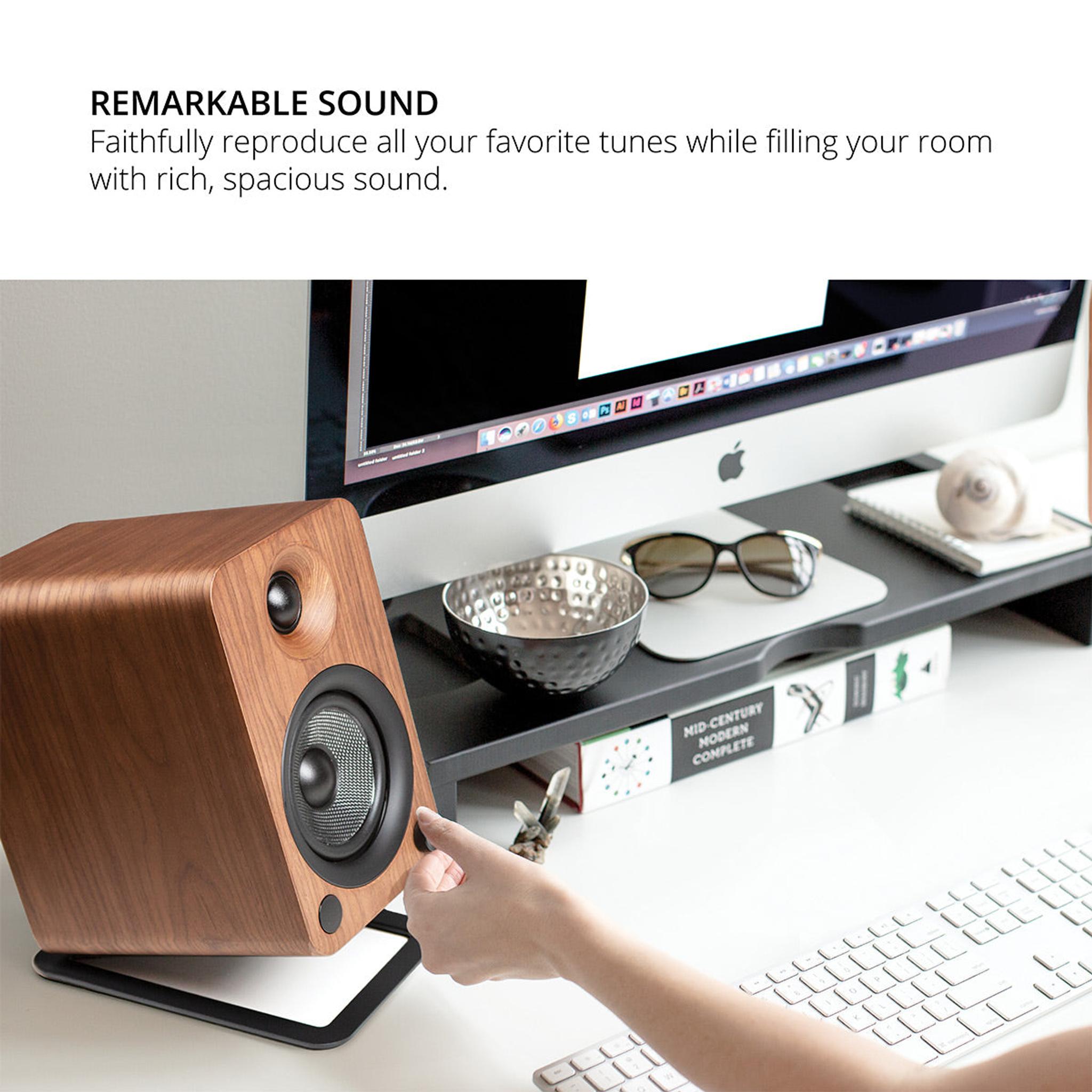 Kanto YU4 Powered Bookshelf Speakers with Built-In Bluetooth - Pair (Walnut) thumbnail 5