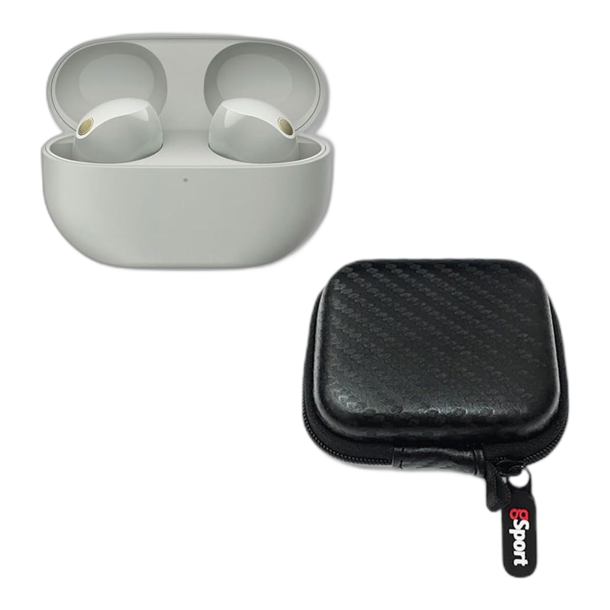 Sony WF-1000XM5 Wireless Noise Cancelling In-Ear Headphone Bundle with gSport Hardshell Case (Silver)