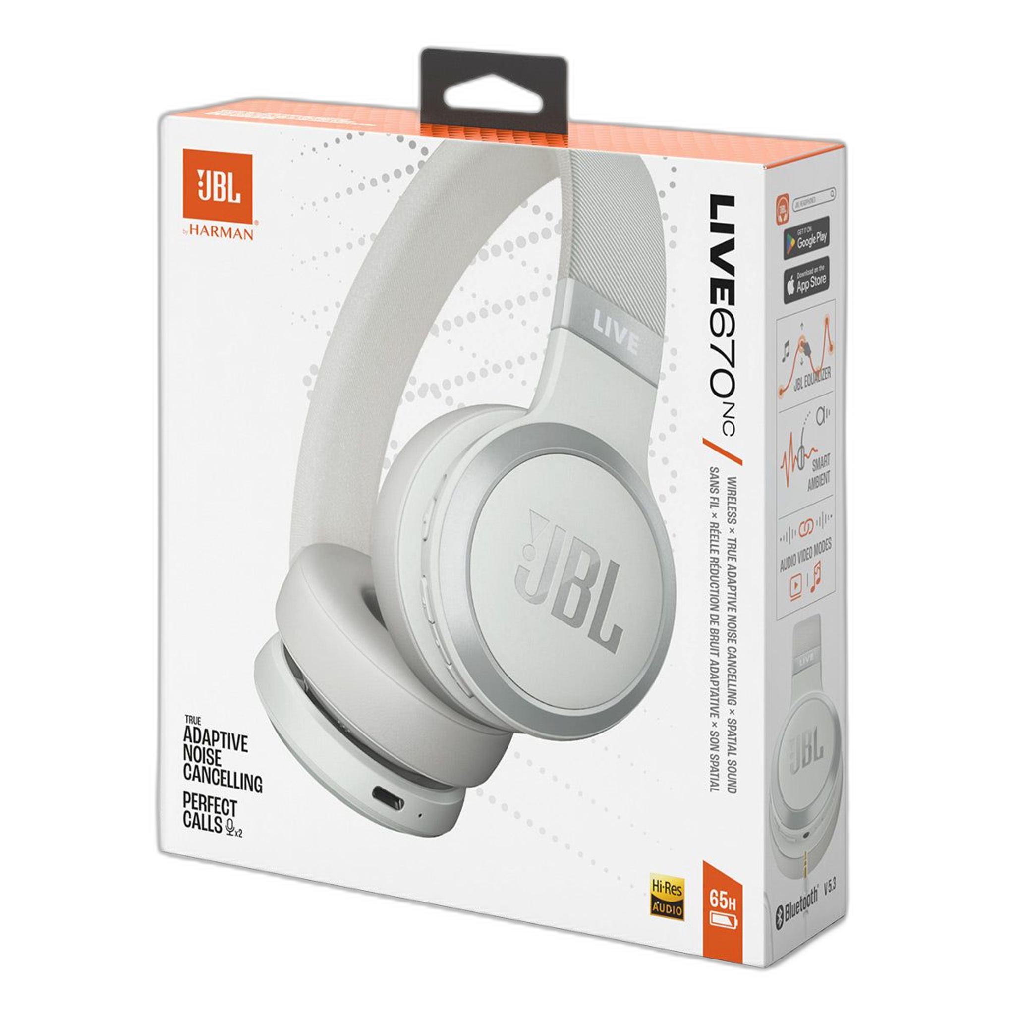 JBL Live 670NC Wireless On-Ear Adaptive Noise Cancelling Headphones (White) thumbnail 14