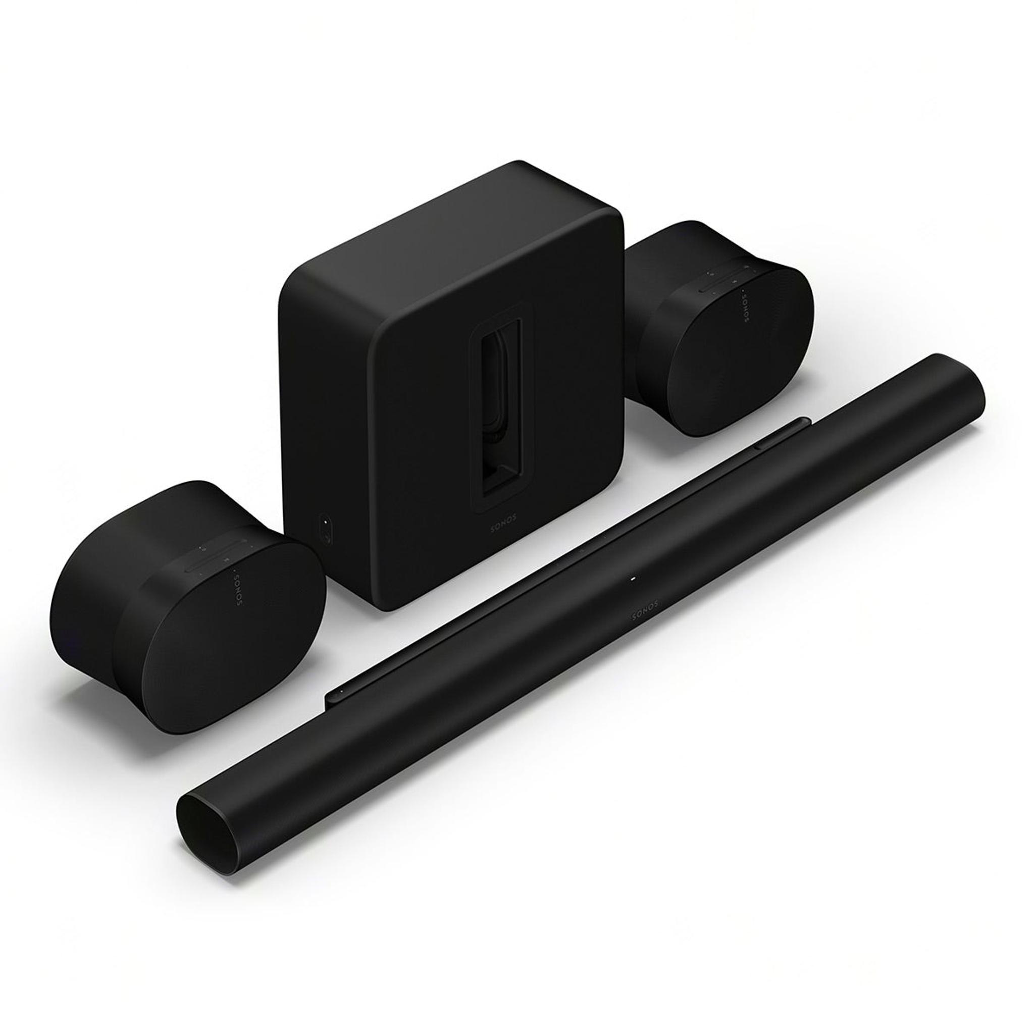 Sonos Ultimate Immersive Set with Arc Ultra Soundbar, Sub 4 Subwoofer, & Pair of Era 300 Wireless Speakers (Black) - Image 1