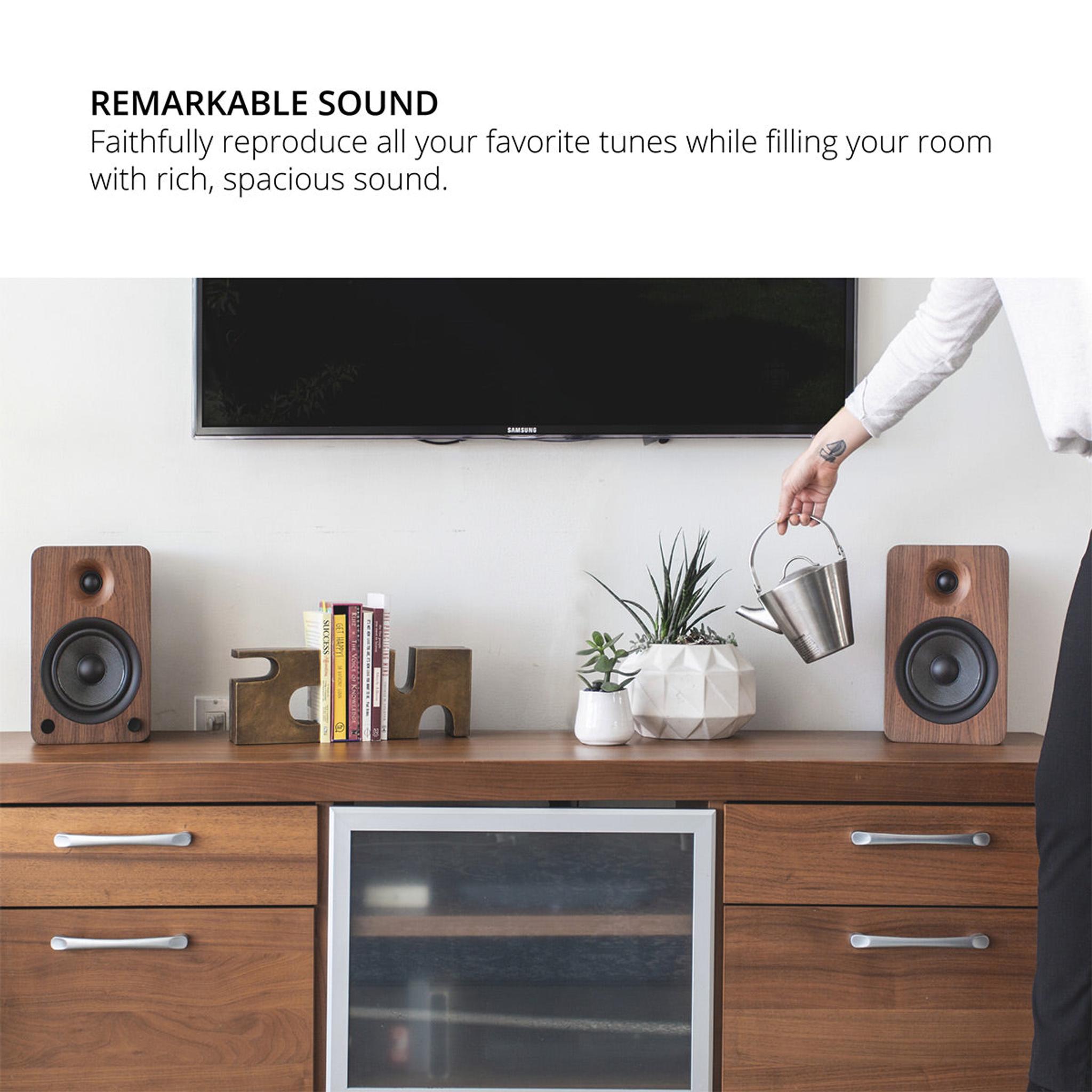 Kanto YU6 Powered Bookshelf Speakers with Built-In Bluetooth - Pair (Walnut) thumbnail 6