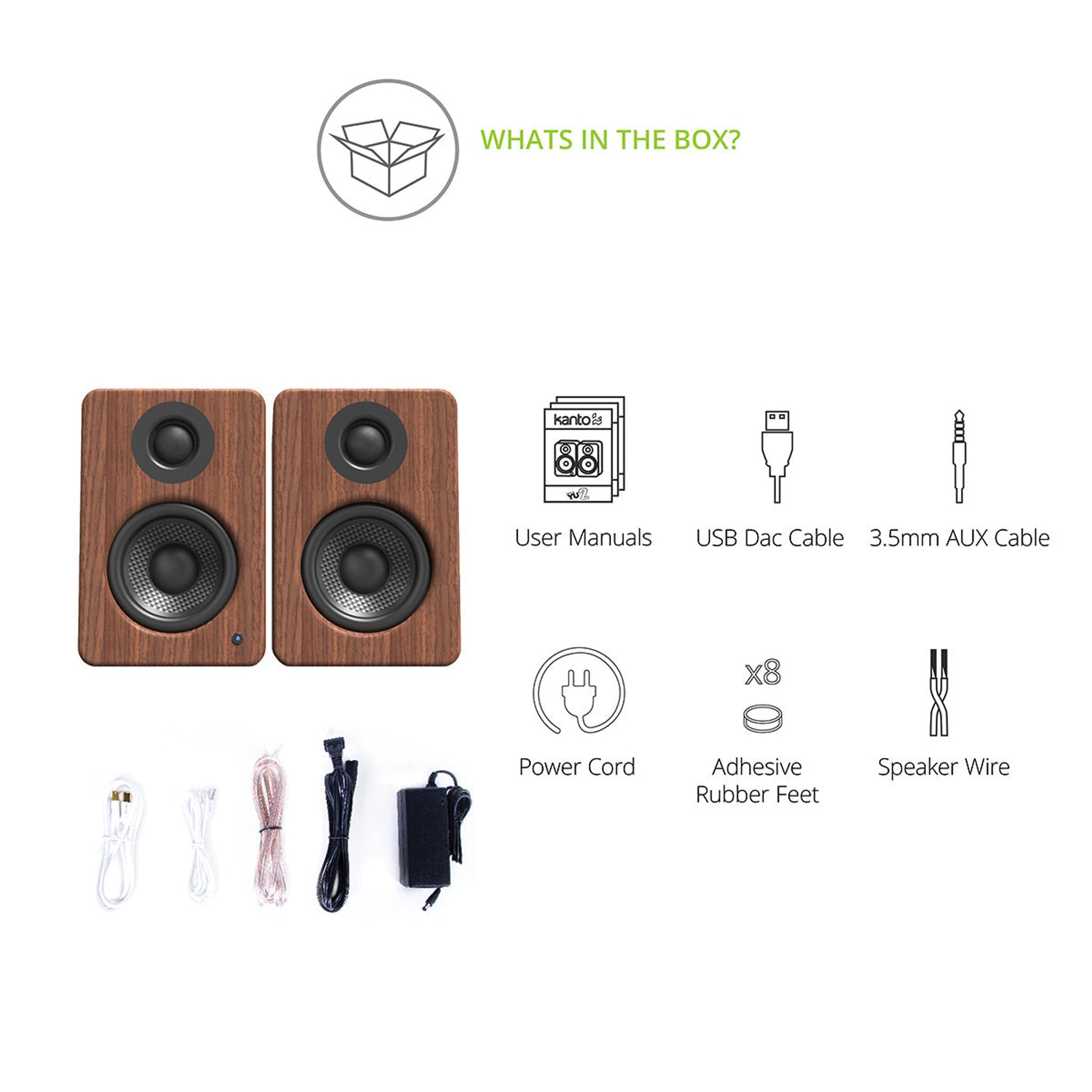Kanto YU2 Powered Desktop Speakers - Pair (Walnut) thumbnail 6