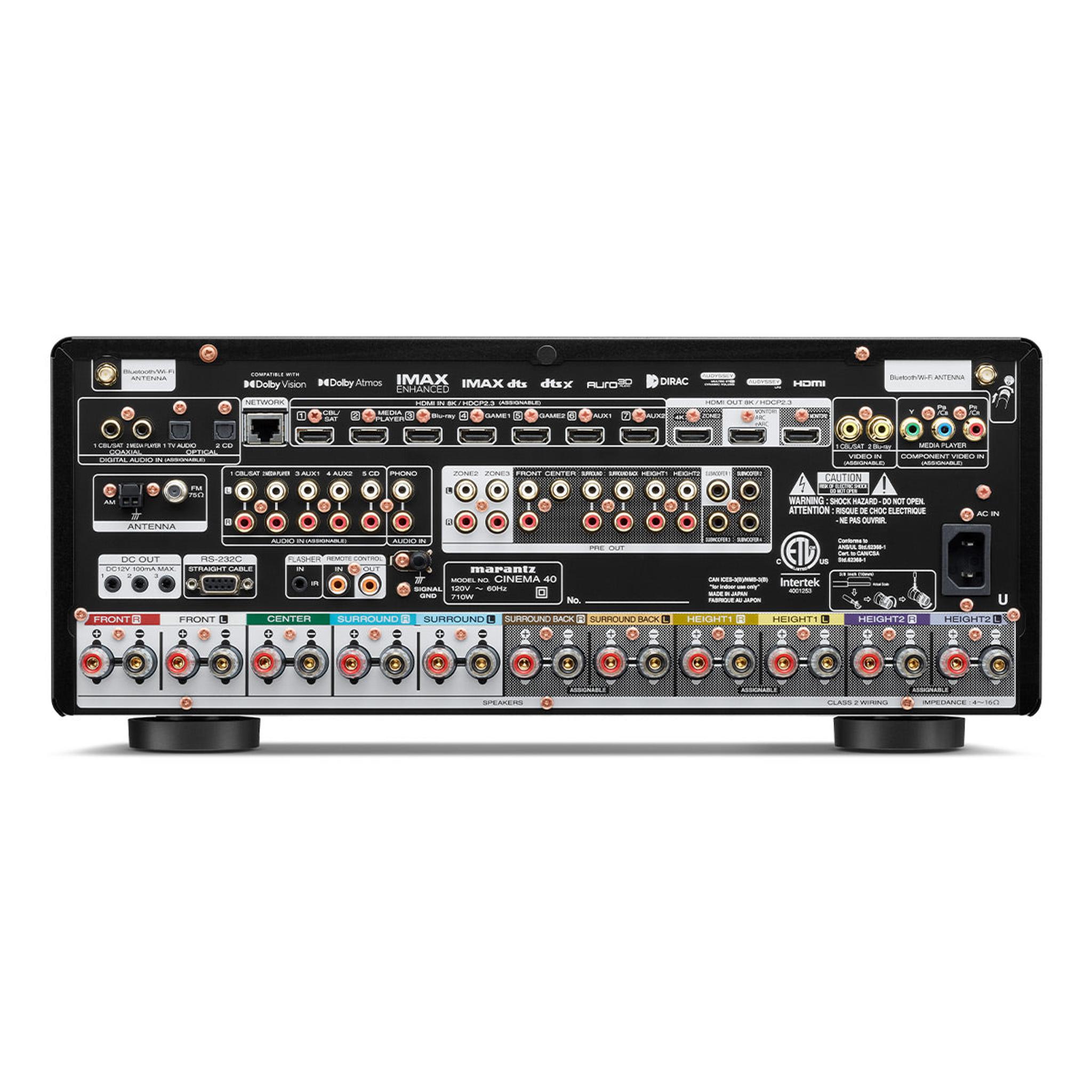 Marantz Cinema 40 9.4 Channel 8K Ultra HD Home Theater Receiver with Dolby Atmos/DTS:X & HEOS Built-In Streaming thumbnail 7